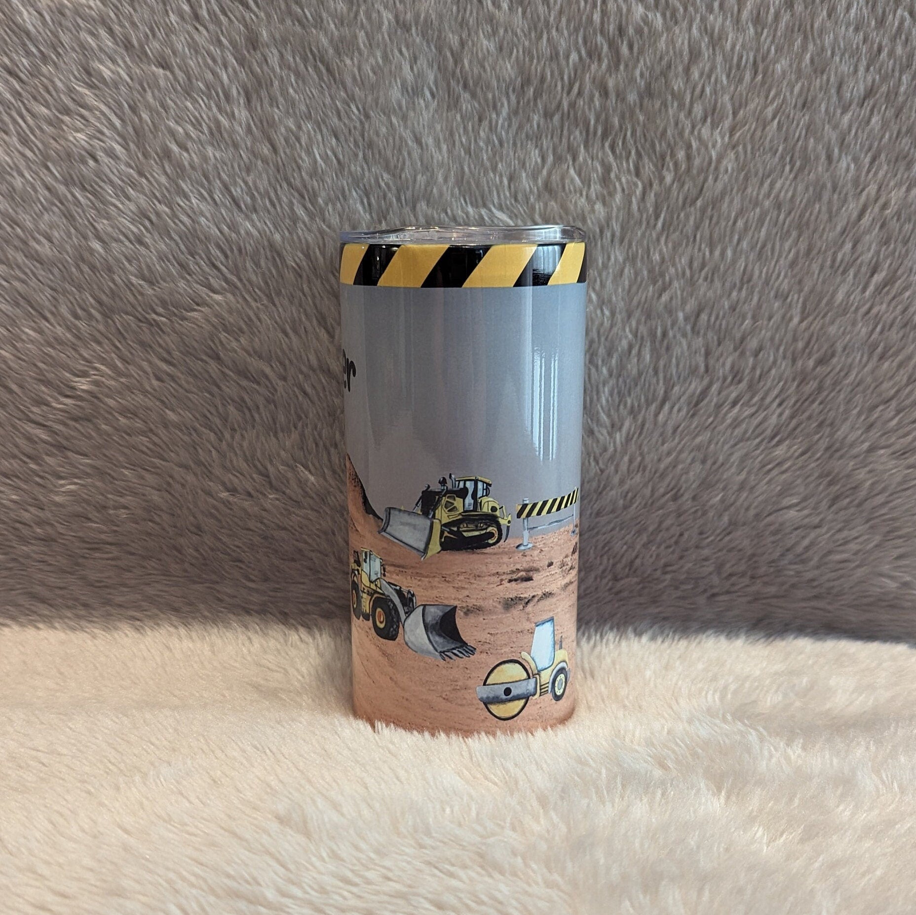 Kids Construction Tumbler With Straw, Personalized Construction Tumbler, Construction Cup With Name, Toy Truck Tumbler, Kids Cup With Straw