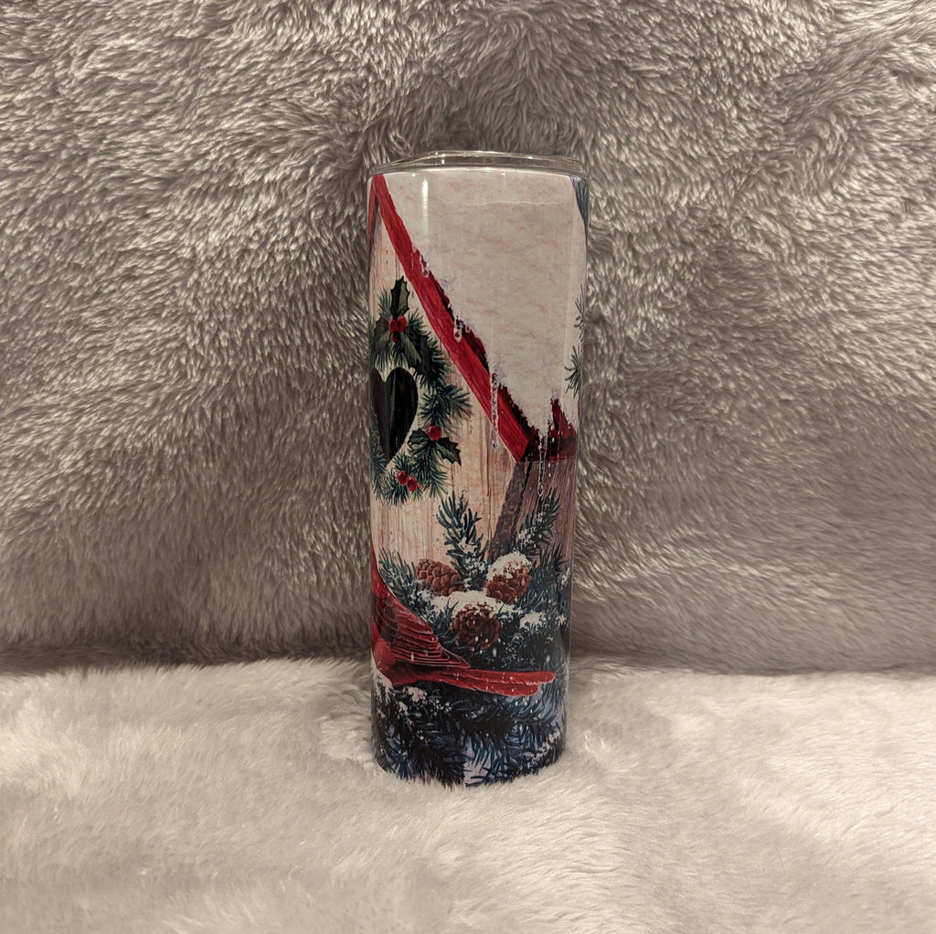 Winter Wonderland Cardinals in the Snow Tumbler 20oz With Reusable Straw, Can Be Personalized
