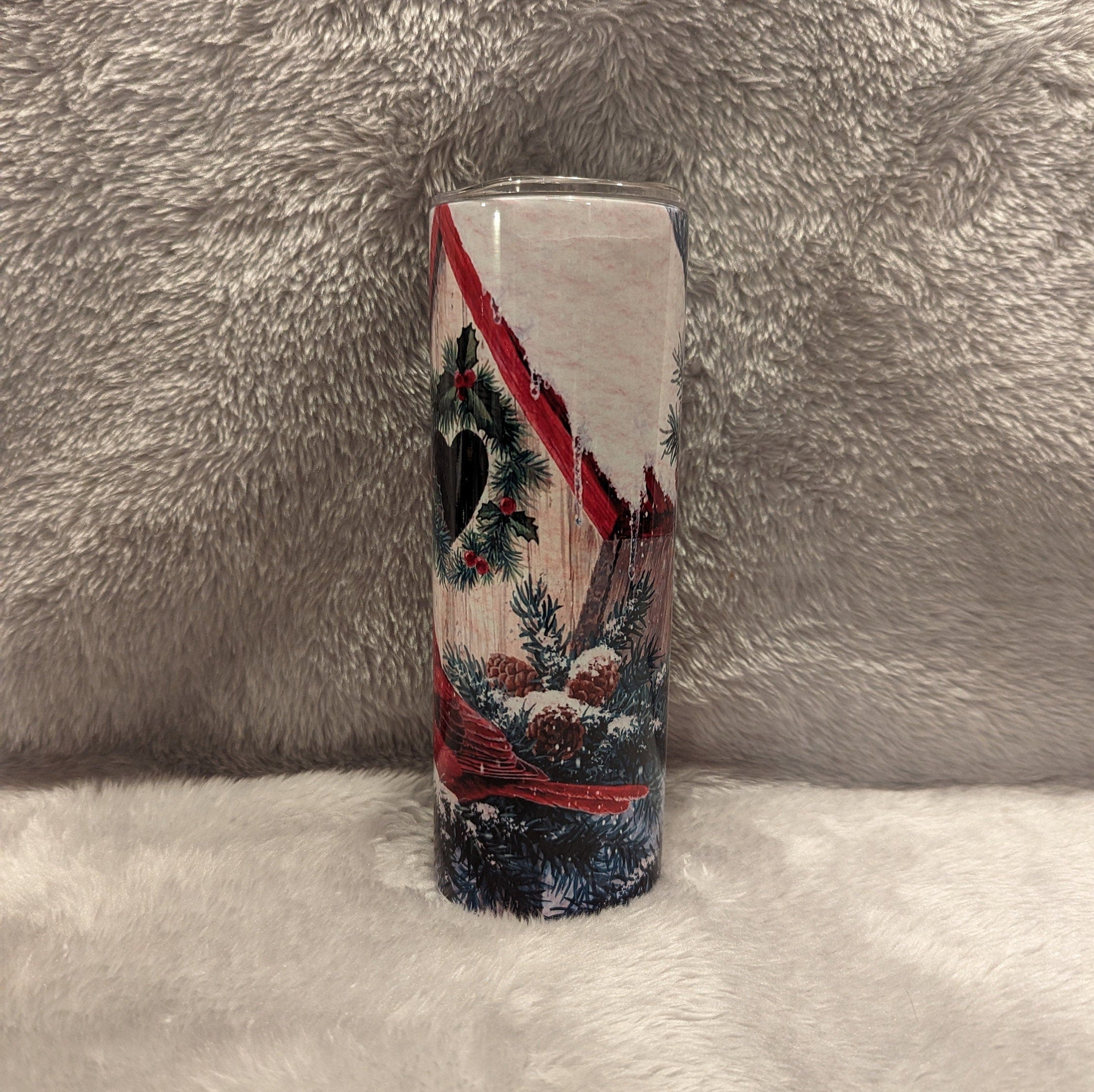 Winter Wonderland Cardinals in the Snow Tumbler 20oz With Reusable Straw, Can Be Personalized