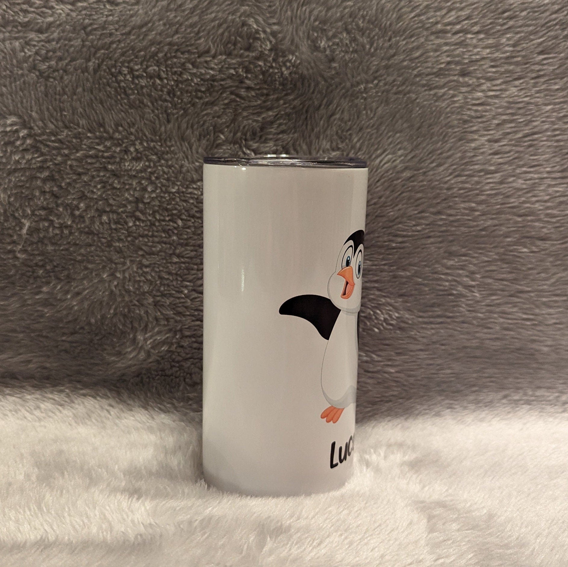 Kids Penguin Tumbler Can Be Personalized, Penguin Cup With Name, Personalized Kids Tumbler, 15oz Insulated Tumbler With Reusable Straw