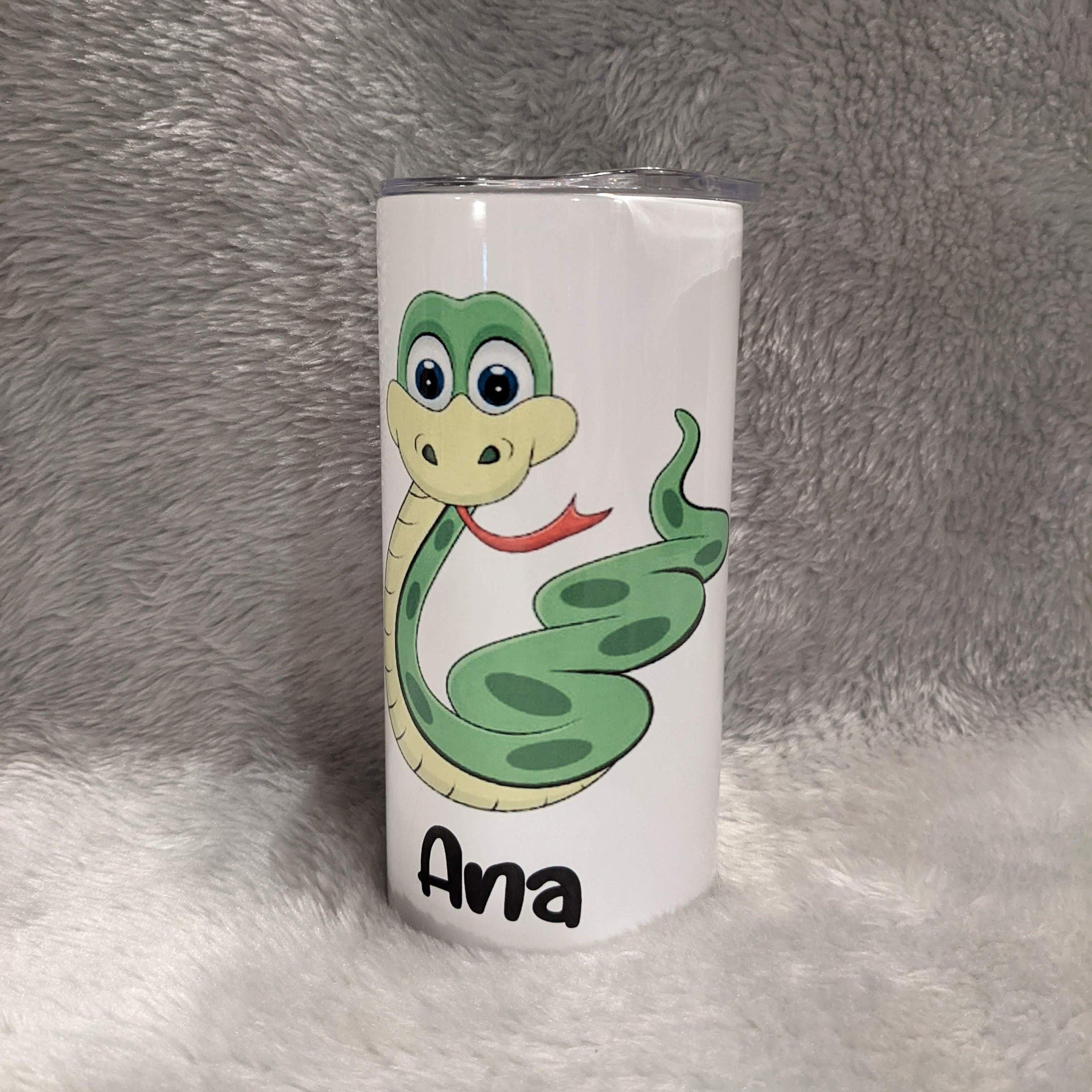 Kids Cartoon Snake Tumbler Personalized, Snake Cup With Name, Kids Personalized Tumbler, Snake Gift, 15oz Tumbler With Reusable Straw