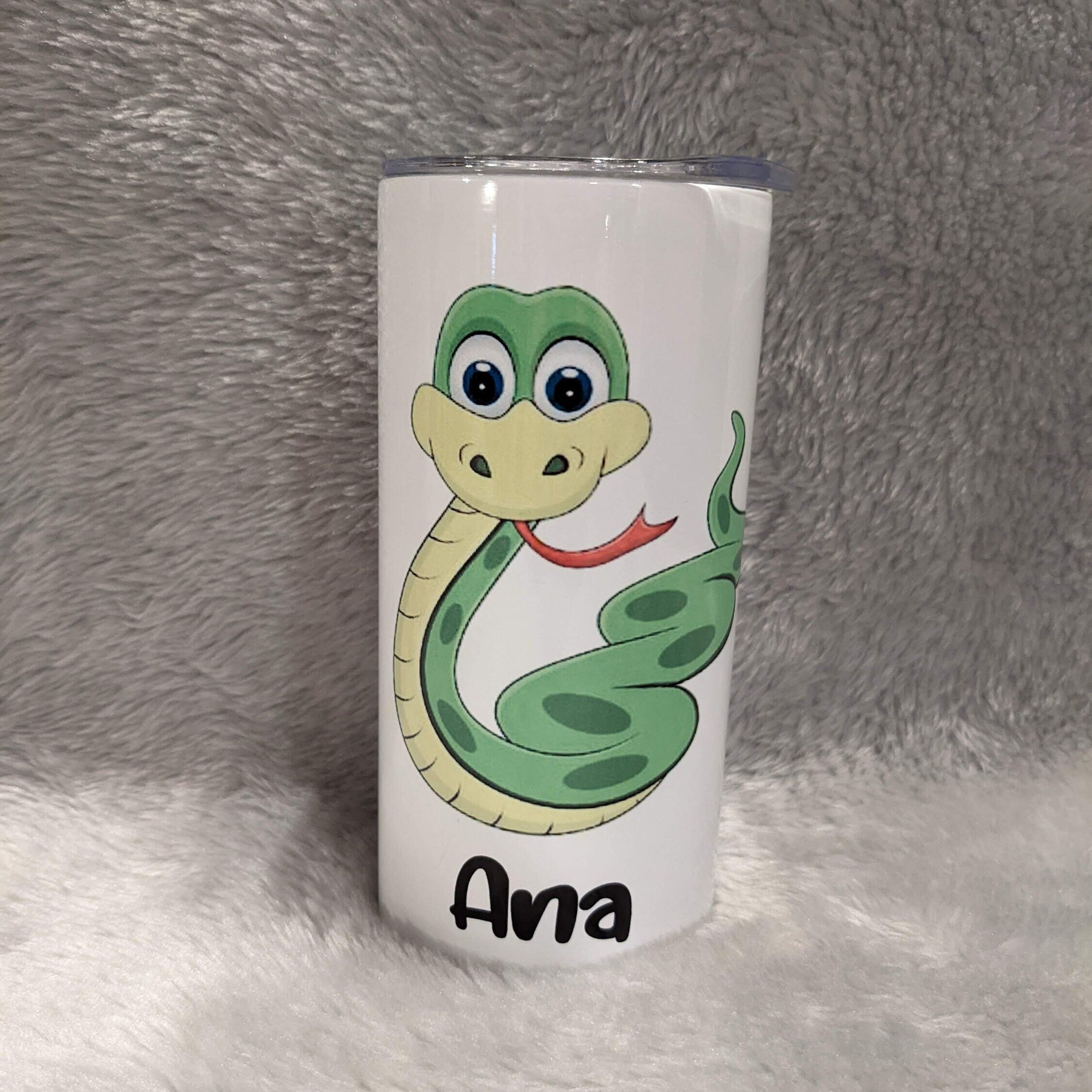 Kids Cartoon Snake Tumbler Personalized, Snake Cup With Name, Kids Personalized Tumbler, Snake Gift, 15oz Tumbler With Reusable Straw