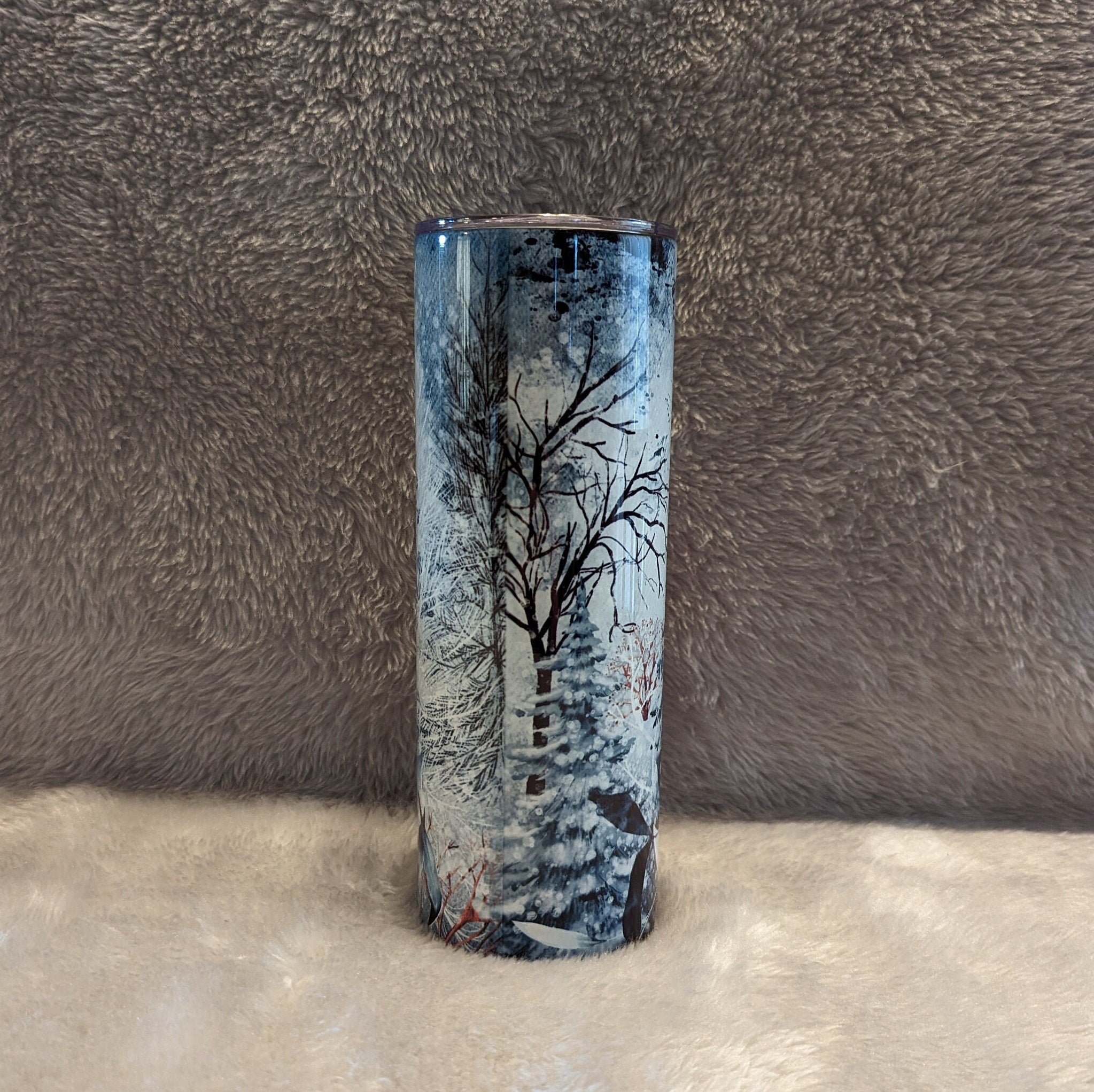 Beautiful Deer In The Snow Tumbler, Deer Cup, Deer Tumbler, Winter Deer Cup, Personalized Tumbler, Deer Cup With Name, Gift For Nature Lover