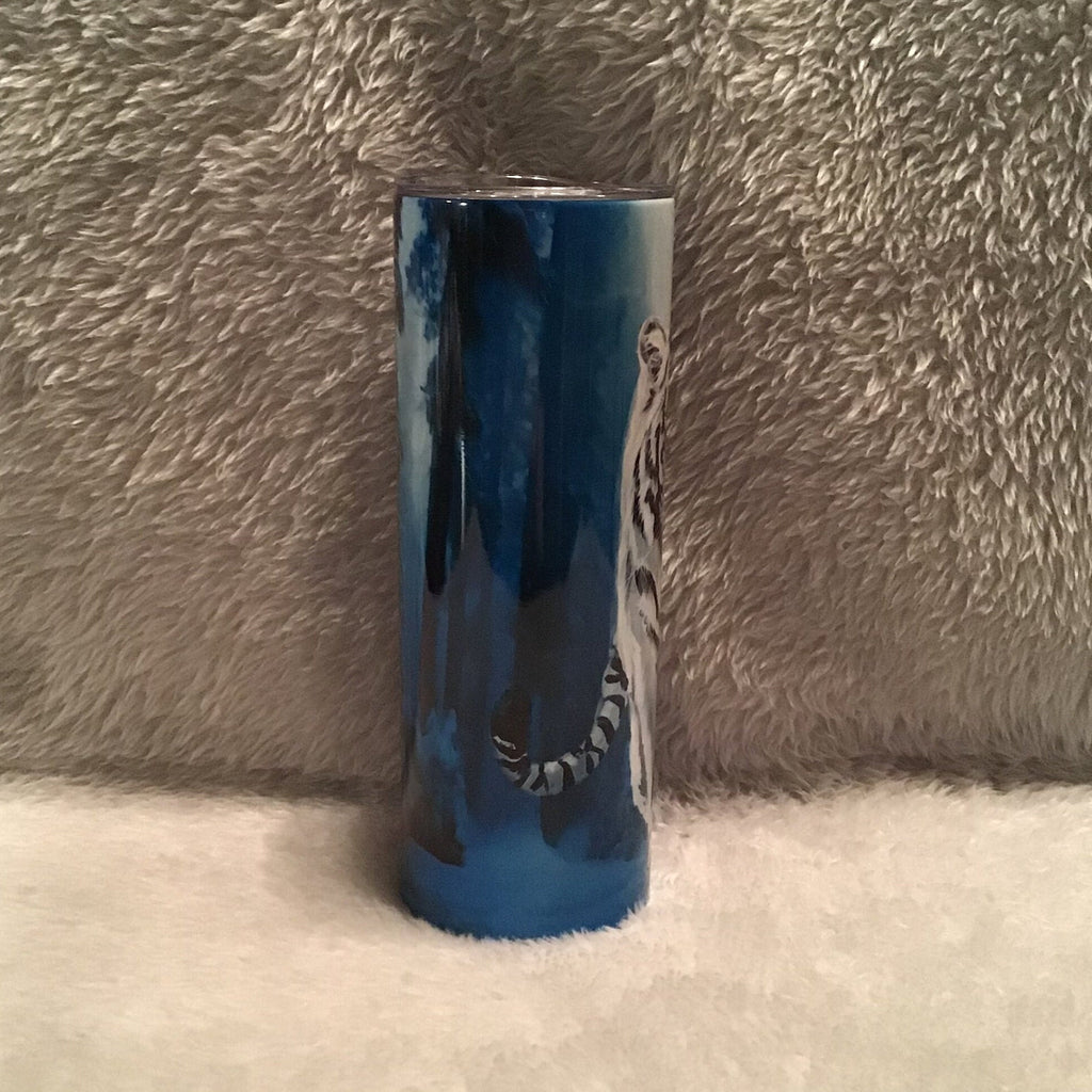 White Tiger Tumbler 20oz With Reusable Straw, Can Be Personalized