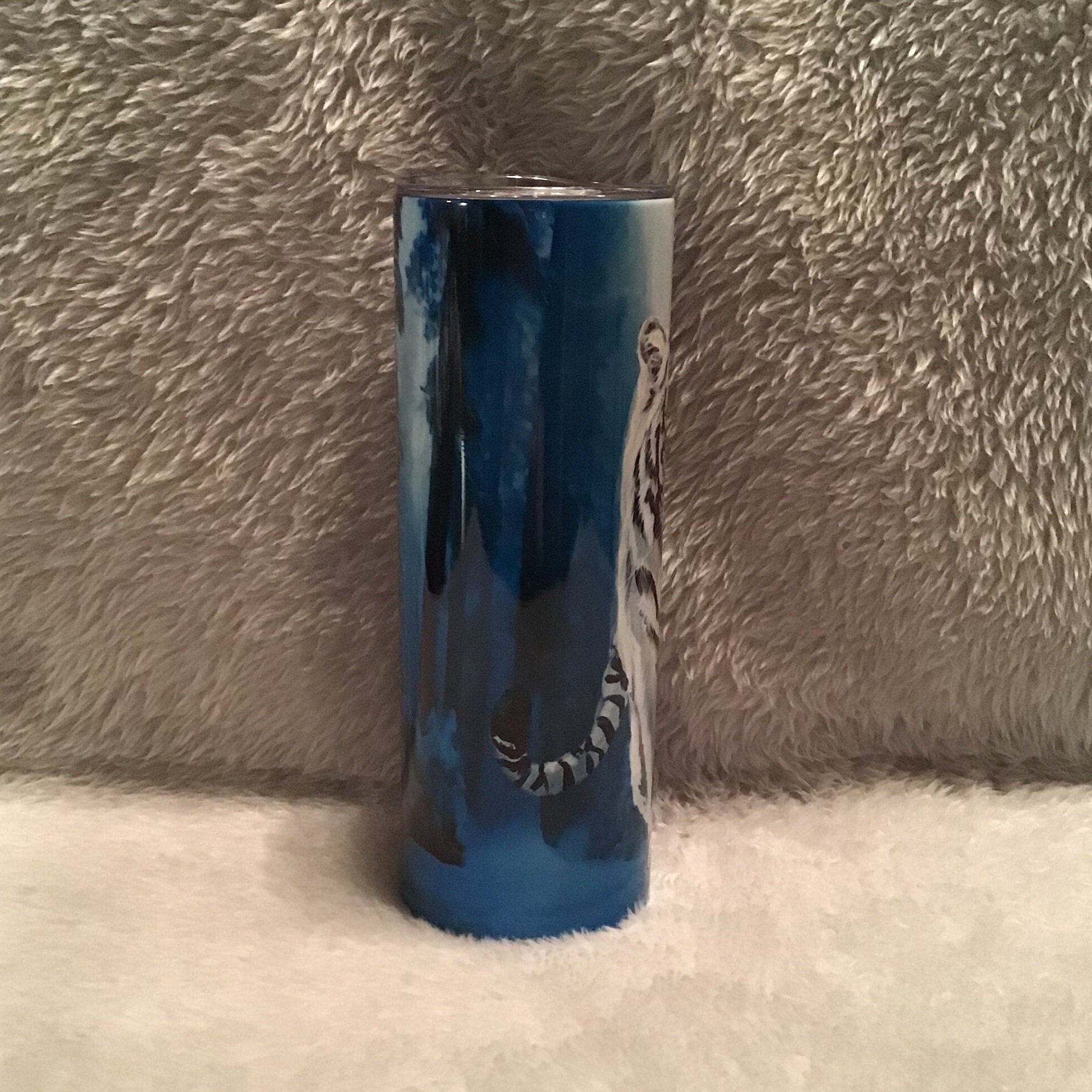 White Tiger Tumbler 20oz With Reusable Straw, Can Be Personalized