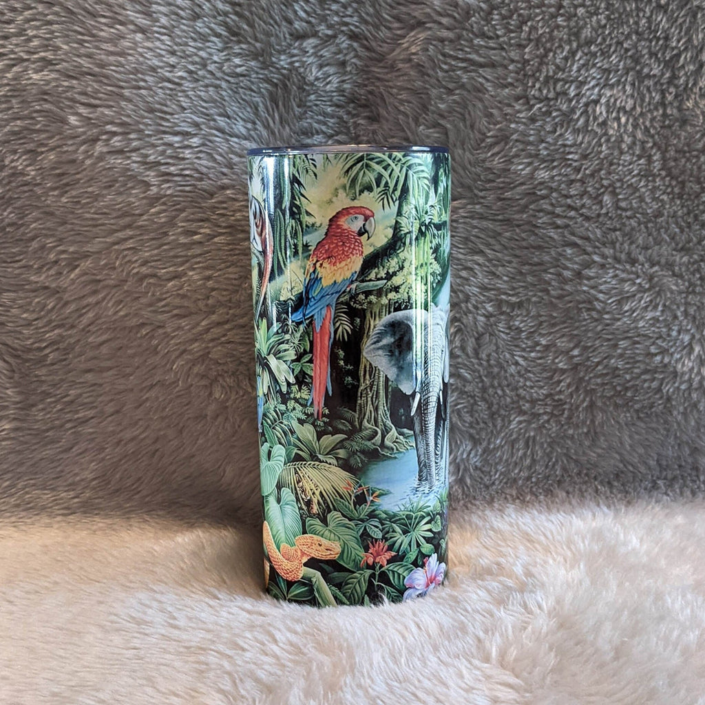 Kids Elephant Jungle Tumbler 15oz With Reusable Straw, Can Be Personalized