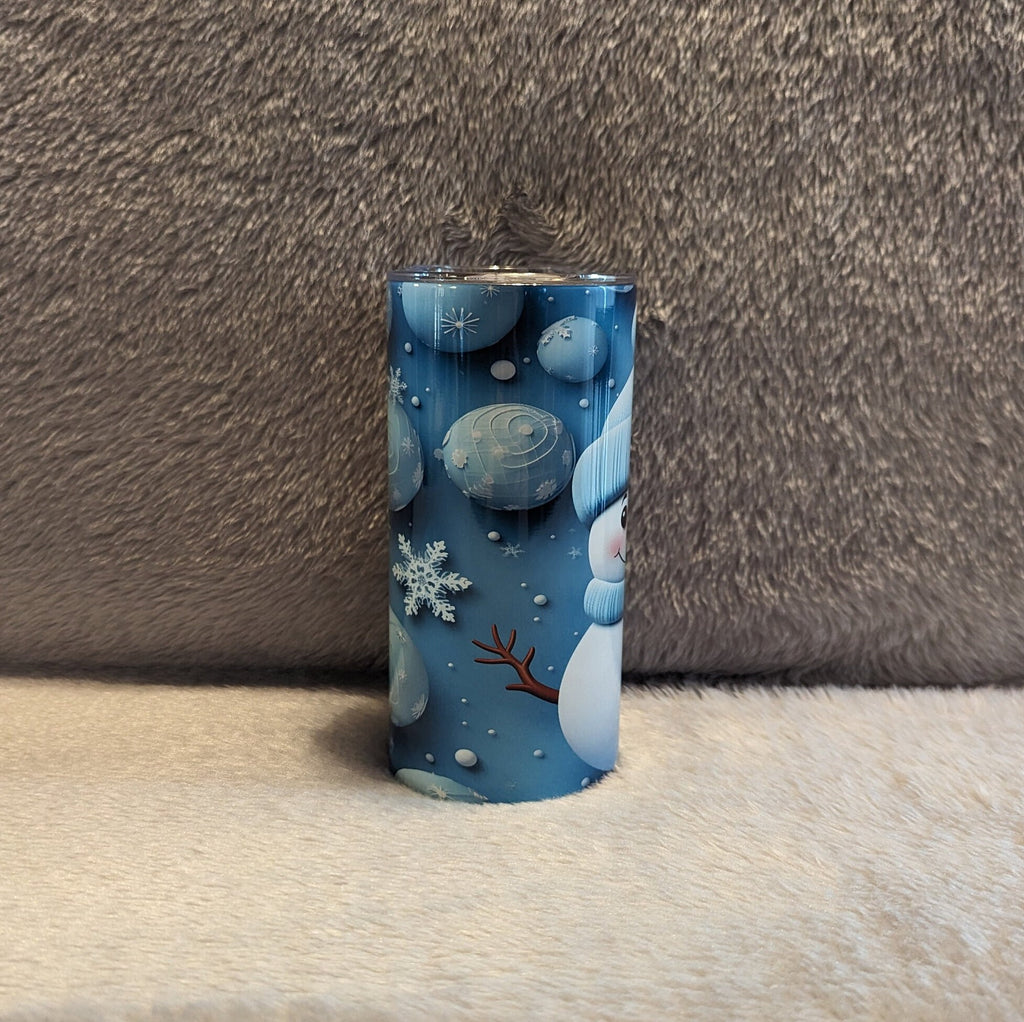 Cute Kids Snowman Tumbler With A Snowman Wearing His Winter Hat and Scarf, Great Stocking Stuffer, Includes Lid And Straw