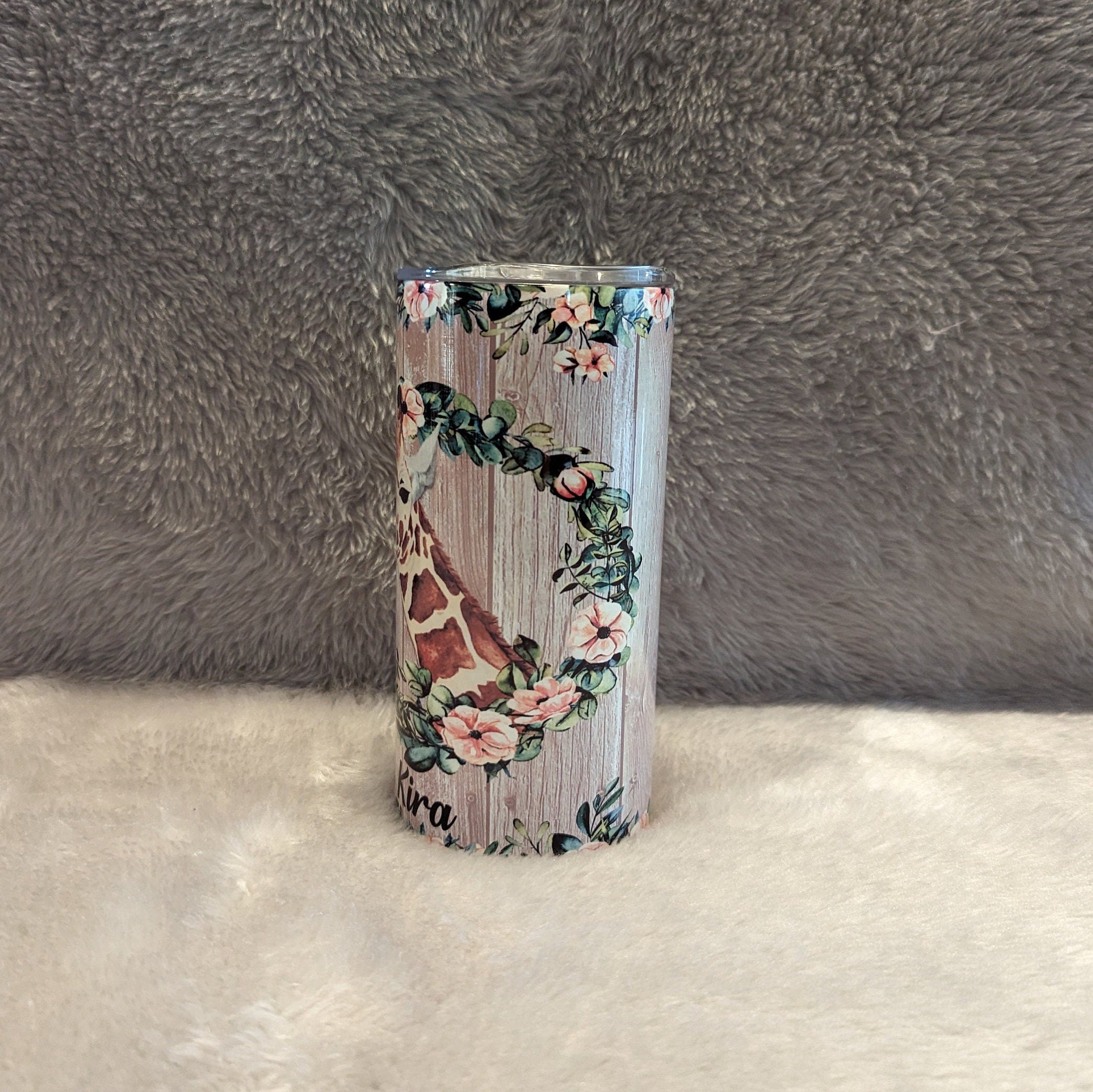 Kids Giraffe Tumbler With Reusable Straw, Giraffe Tumbler, Kids Personalized Tumbler, Personalized Tumbler Kids, Kids Cup With Name