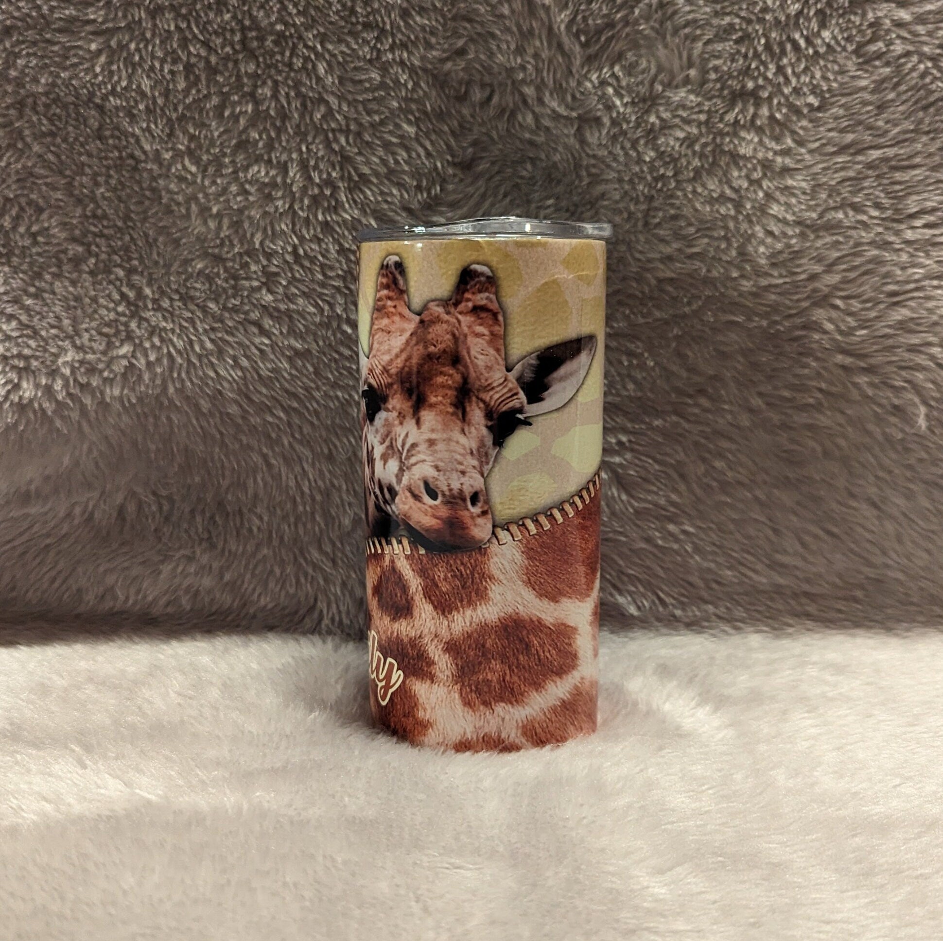 Kids Giraffe Tumbler 15oz With Reusable Straw, Can Be Personalized
