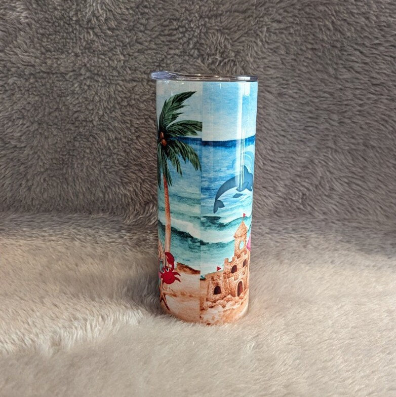 Cute Beach Gnome Tumbler Can be Personalized, Great For Home Or At The Beach, 20oz Insulated Tumbler With Reusable Straw, Beach Lover Gift