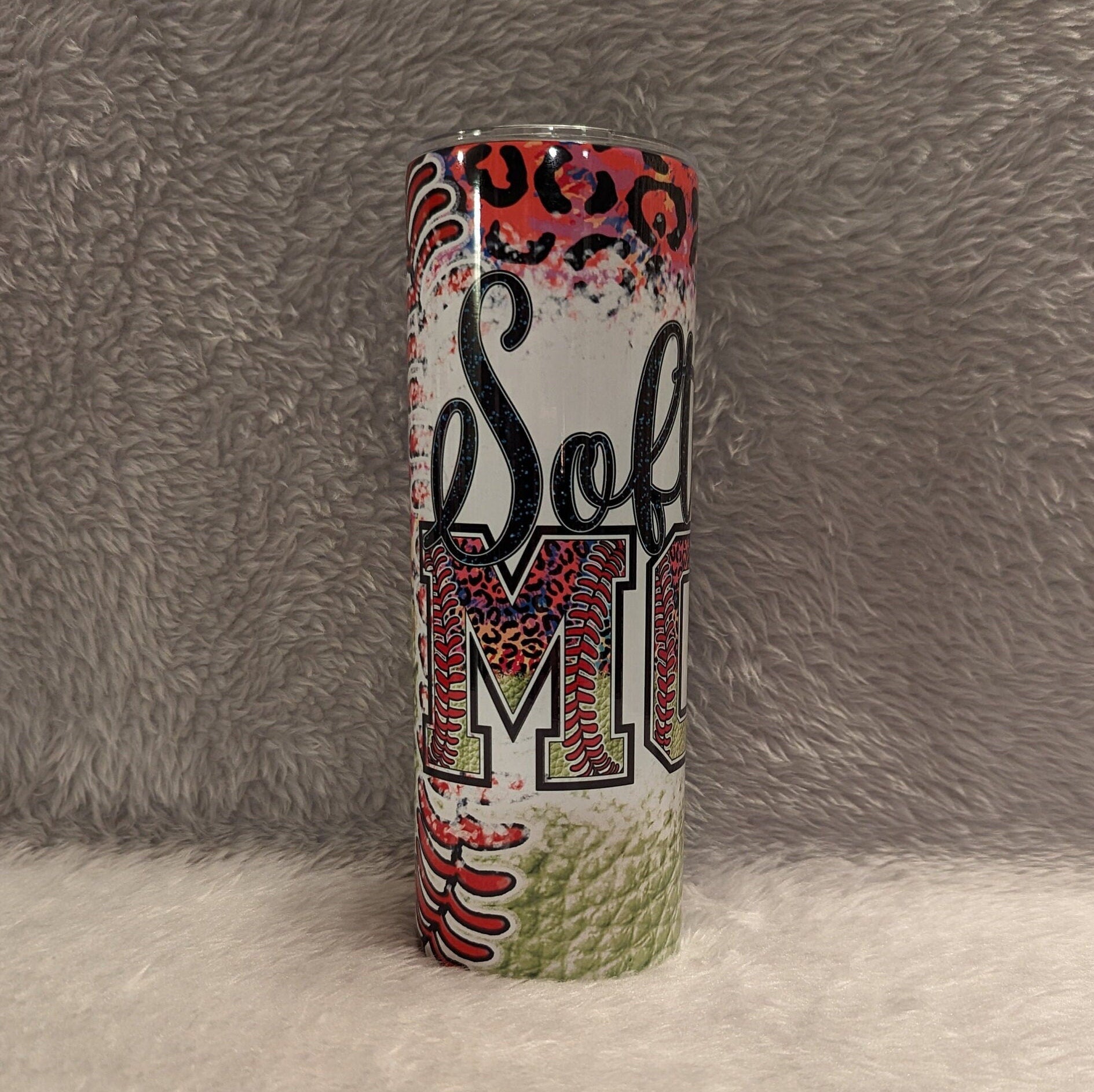 Softball Mom Tumbler With Some Leopard Print Design, Softball Mom Cup, Softball Gift, Softball Tumbler, Softball Cup Great For Game Day