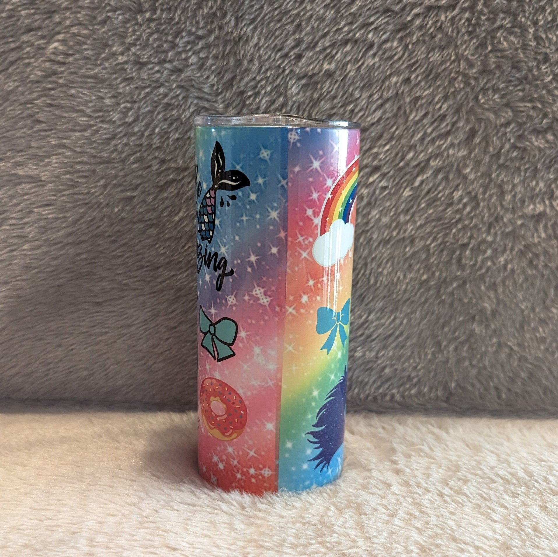 Pretty Unicorn Mermaid Tumbler With Different Sayings and A Sparkle Design, Kids 15oz Tumbler With Lid and Reusable Straw