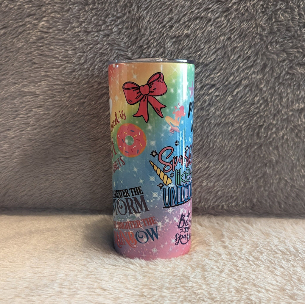 Pretty Unicorn Mermaid Tumbler With Different Sayings and A Sparkle Design, Kids 15oz Tumbler With Lid and Reusable Straw