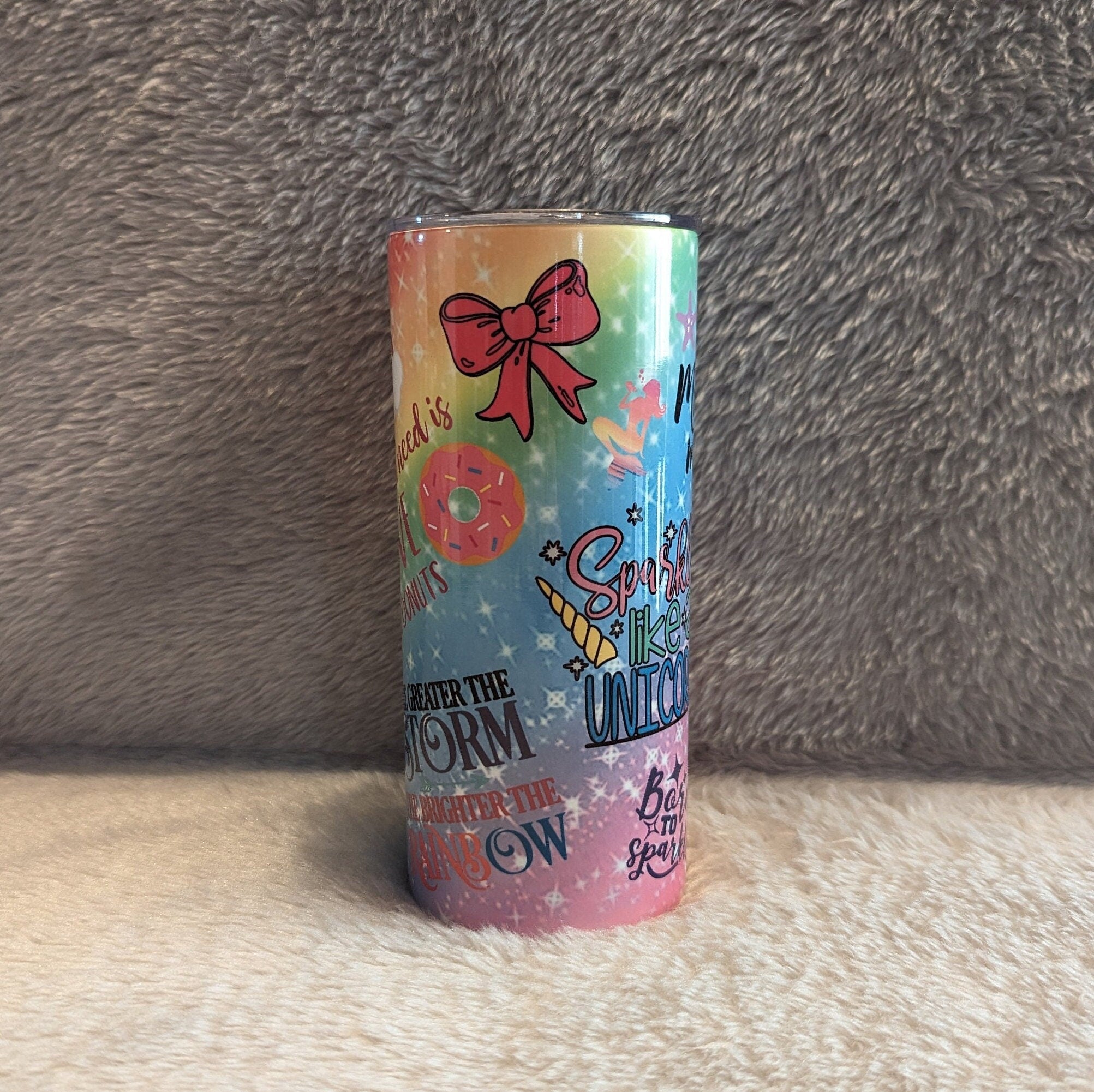 Pretty Unicorn Mermaid Tumbler With Different Sayings and A Sparkle Design, Kids 15oz Tumbler With Lid and Reusable Straw