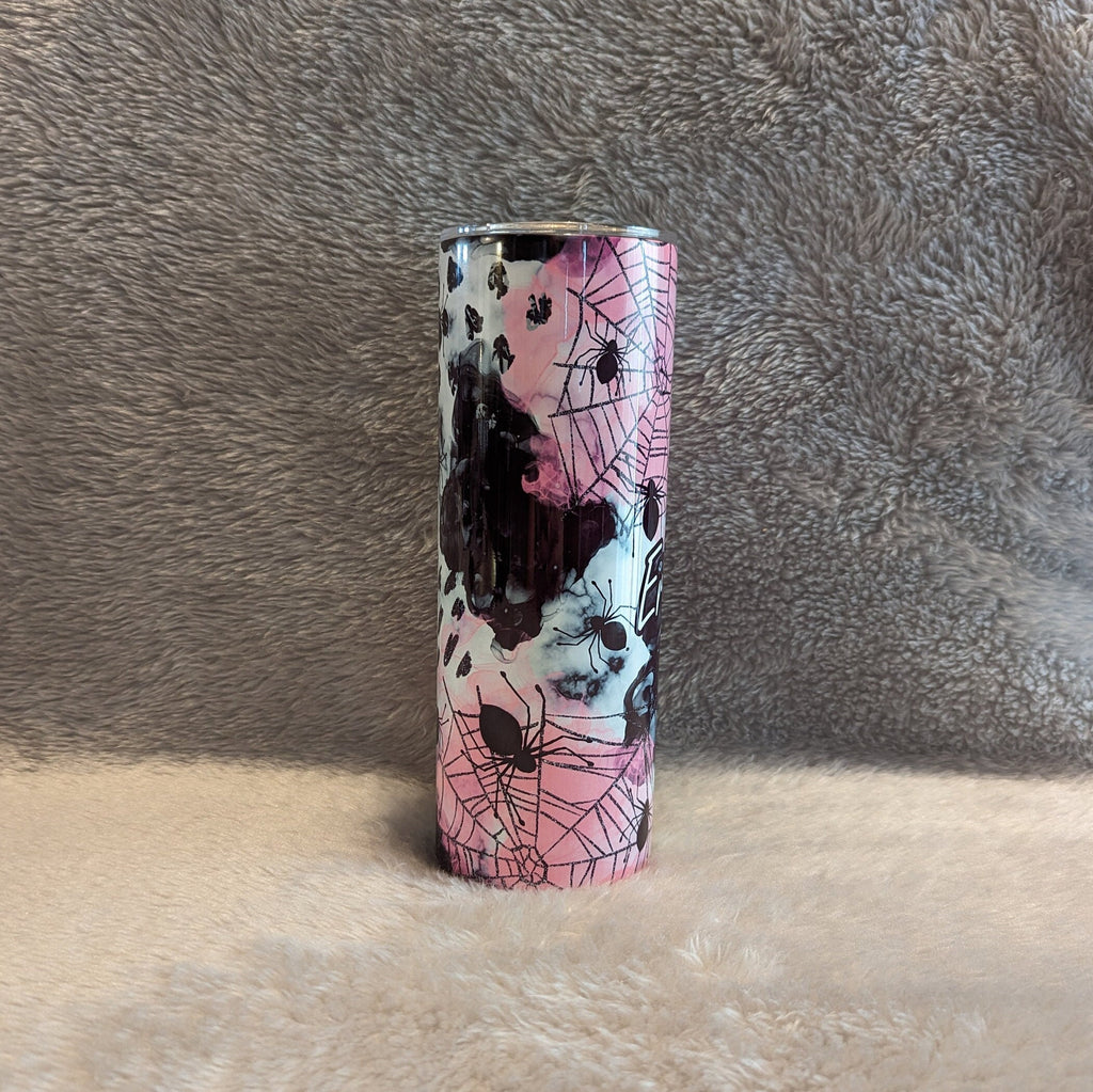 Halloween Tumbler With Spiders 20oz With Reusable Straw, Can Be Personalized