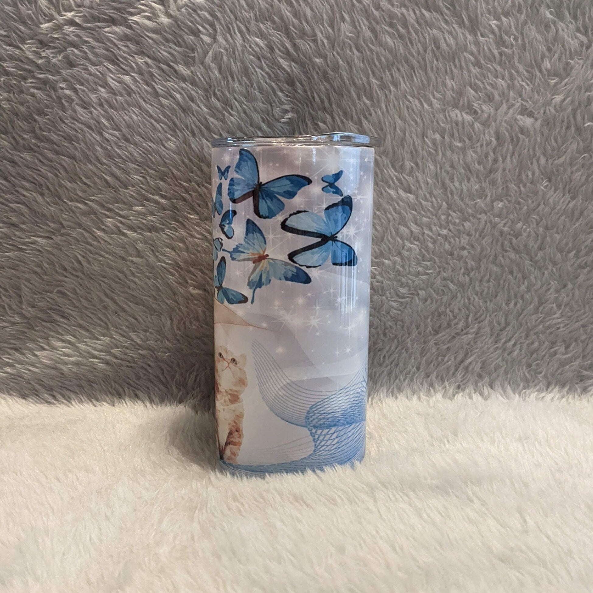 Kitten Tumbler Can Be Personalized 15oz With Reusable Straw