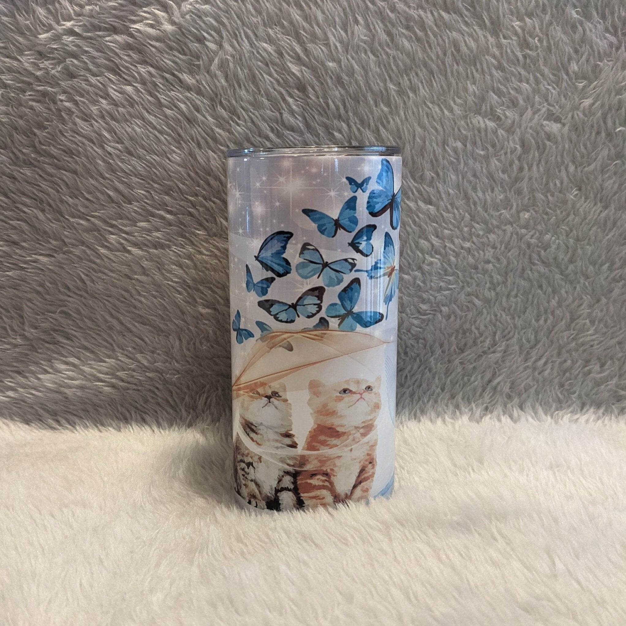 Kitten Tumbler Can Be Personalized 15oz With Reusable Straw