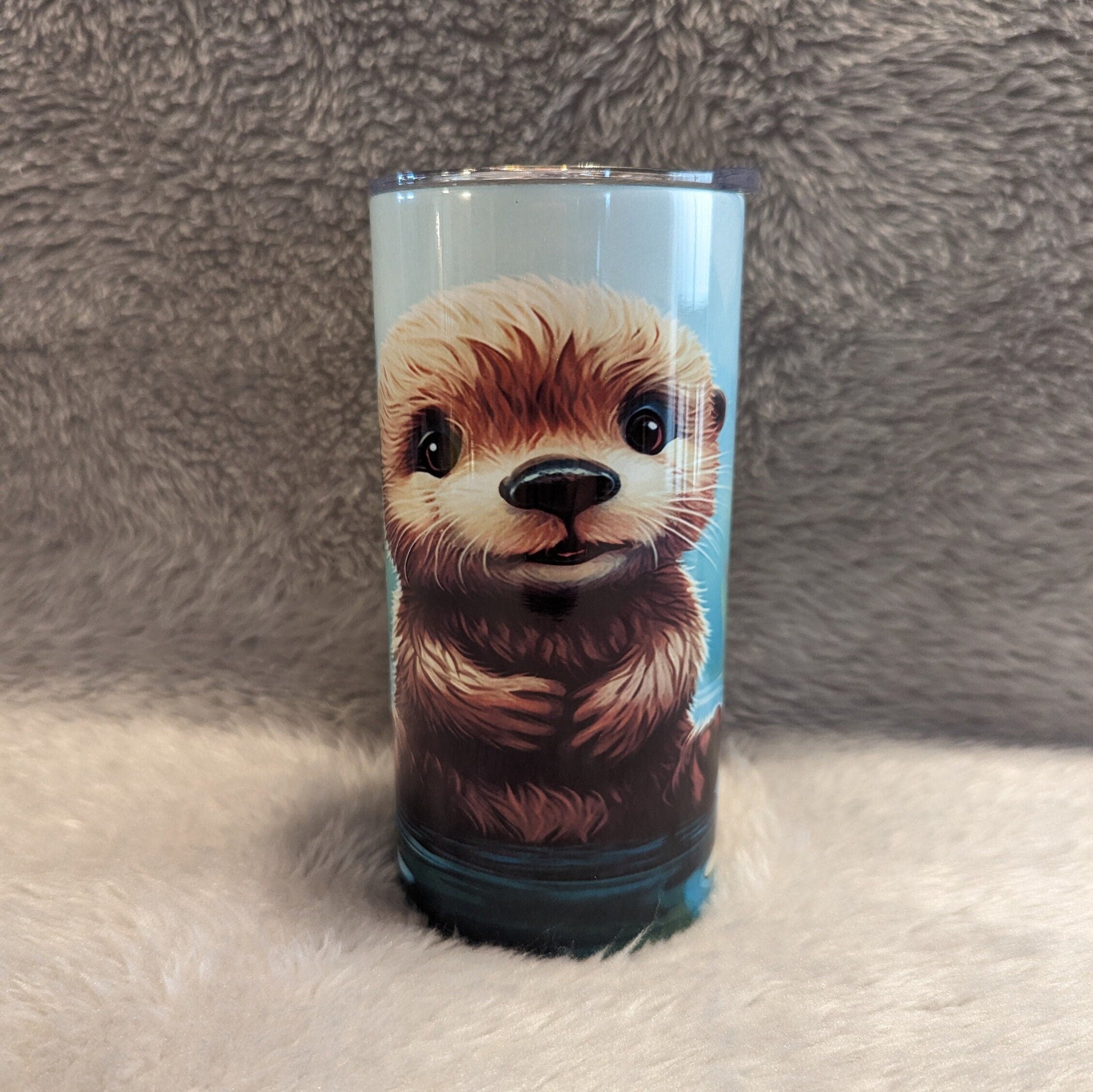 Cute Otter Tumbler With Straw, Insulated  Otter Tumbler For Kids That Can Be Personalized, Otter Cup For Kids With Reusable Plastic Straw