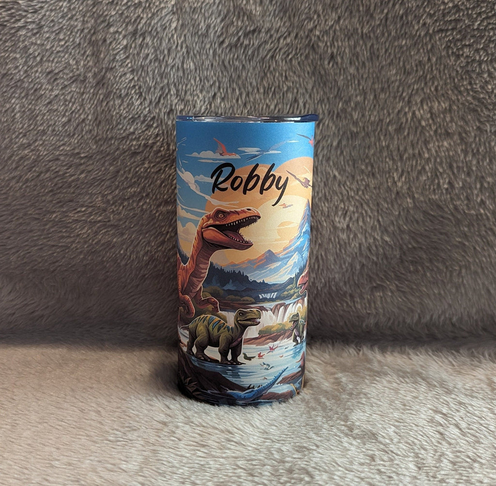 Kids Personalized Dinosaur Tumbler, Kids Cup With Name, Kids Dinosaur Tumbler, 15oz Kids Tumbler With Reusable Straw