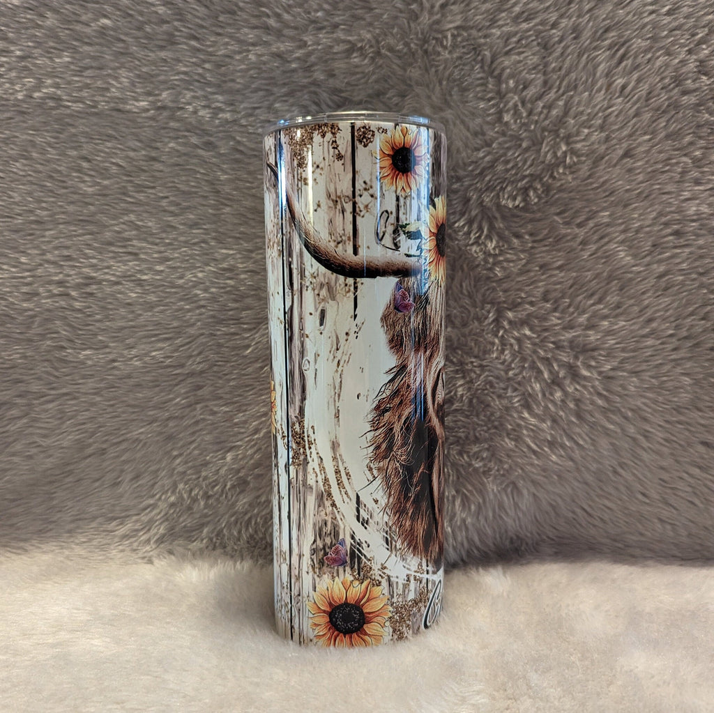 Highland Cow Tumbler 20oz With Reusable Straw, Can Be Personalized
