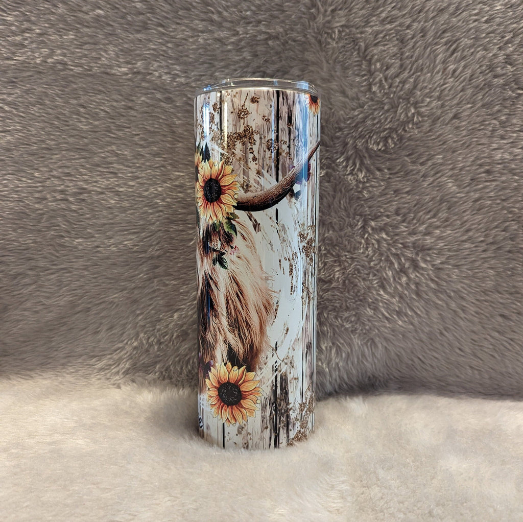 Highland Cow Tumbler 20oz With Reusable Straw, Can Be Personalized