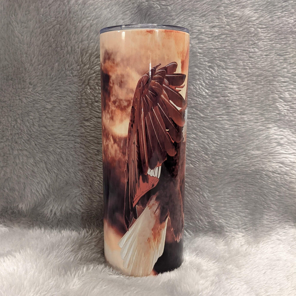 Beautiful Eagle Tumbler With Eagle and Flag, Eagle Tumbler With Straw, Wildlife Tumbler, Bald Eagle Tumbler, Gift For Him, Gift For Her