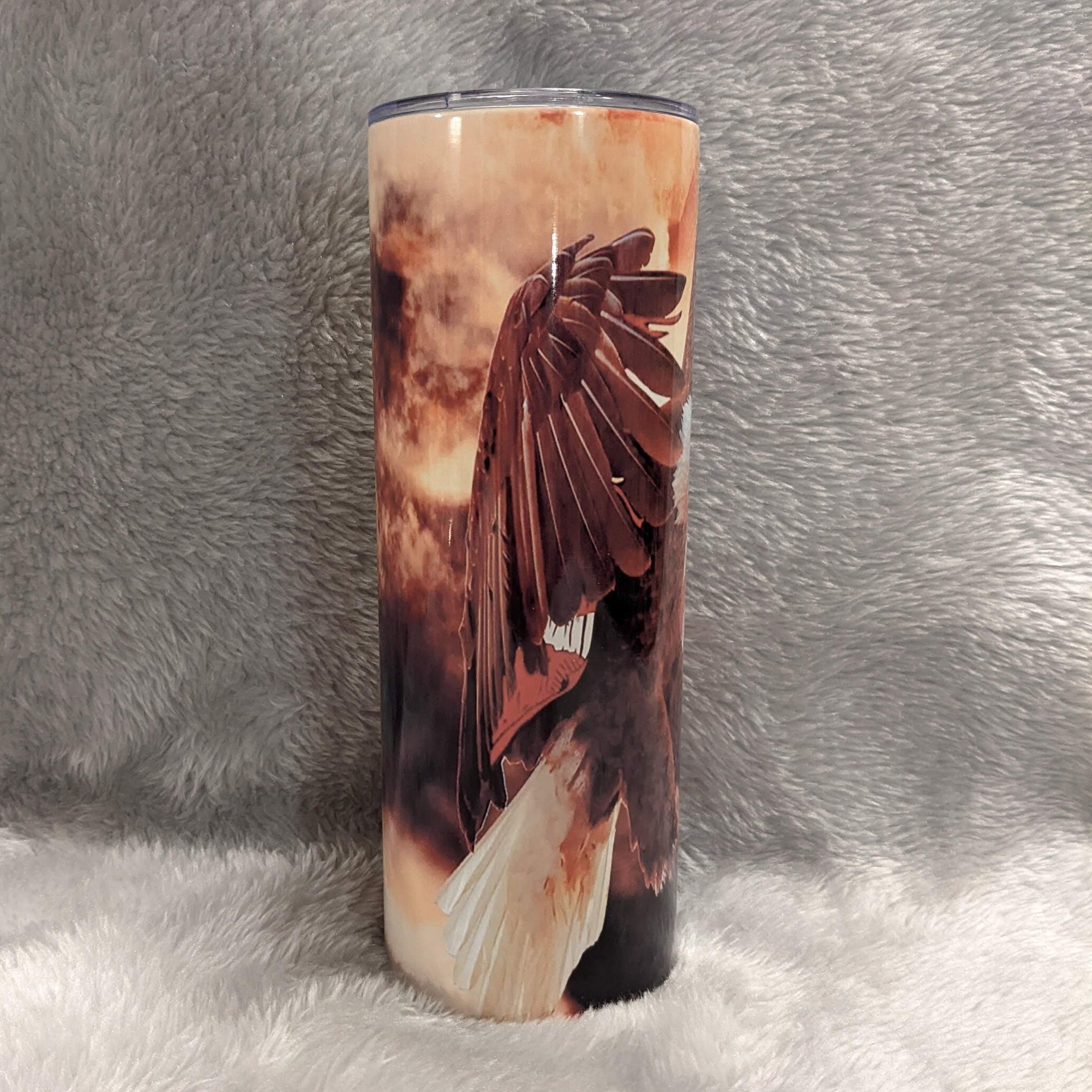Beautiful Eagle Tumbler With Eagle and Flag, Eagle Tumbler With Straw, Wildlife Tumbler, Bald Eagle Tumbler, Gift For Him, Gift For Her