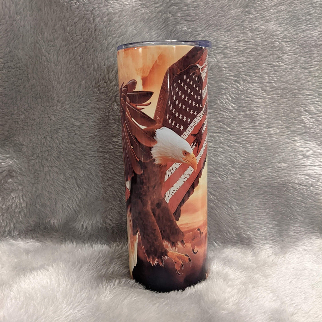 Beautiful Eagle Tumbler With Eagle and Flag, Eagle Tumbler With Straw, Wildlife Tumbler, Bald Eagle Tumbler, Gift For Him, Gift For Her
