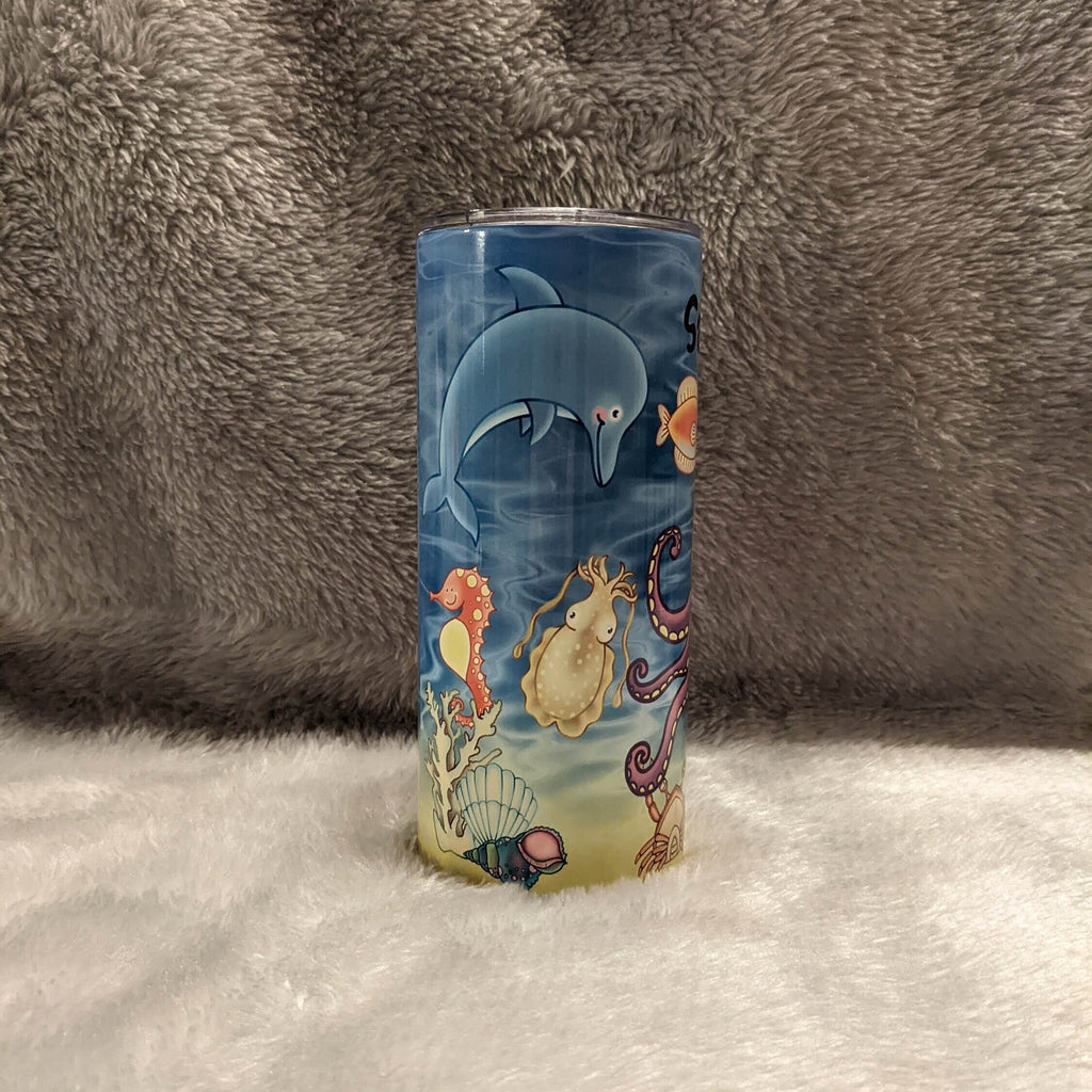 Kids Sea life Octopus Tumbler That Can Be Personalized, Sea Animal Cup With Name, For Everyday Use and Includes A Plastic Straw