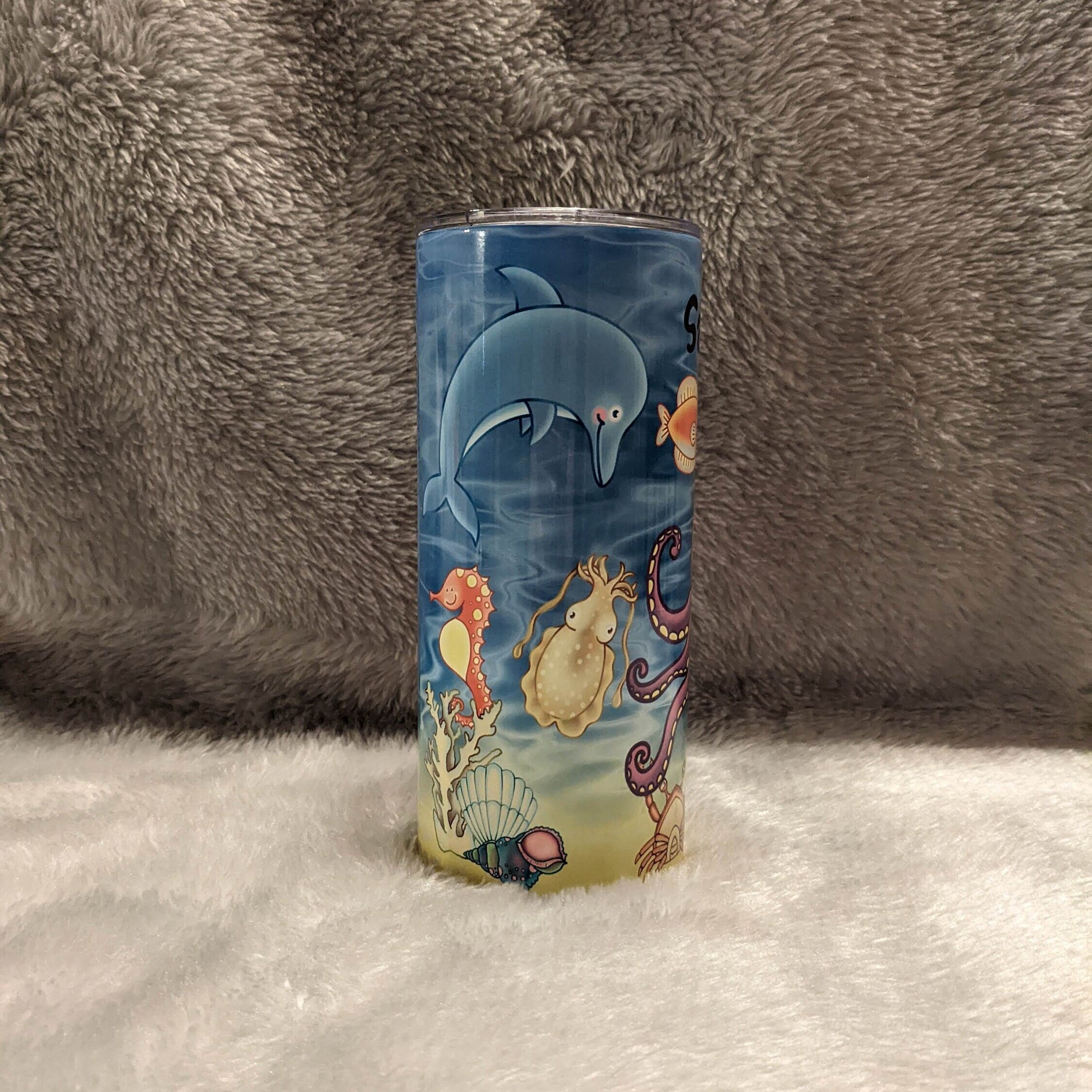 Kids Sea life Octopus Tumbler That Can Be Personalized, Sea Animal Cup With Name, For Everyday Use and Includes A Plastic Straw