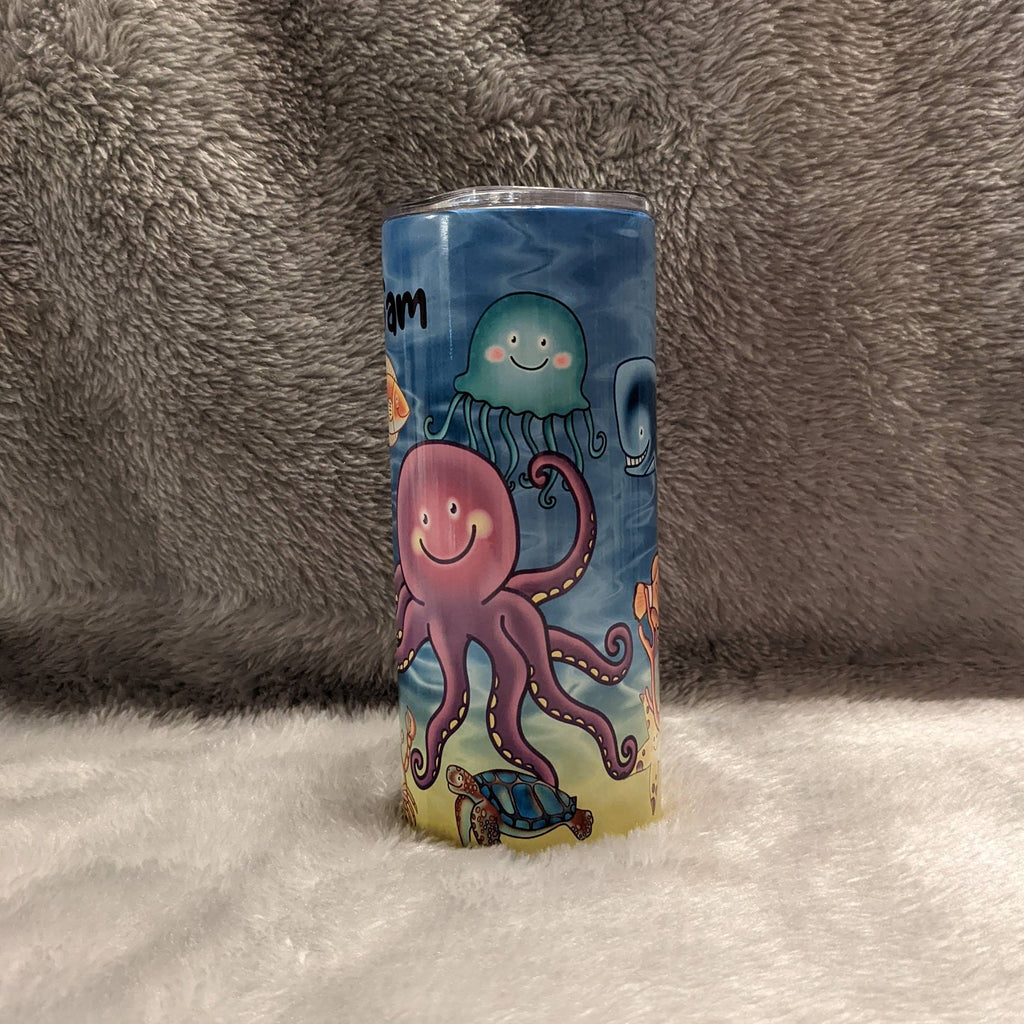 Kids Sea life Octopus Tumbler That Can Be Personalized, Sea Animal Cup With Name, For Everyday Use and Includes A Plastic Straw