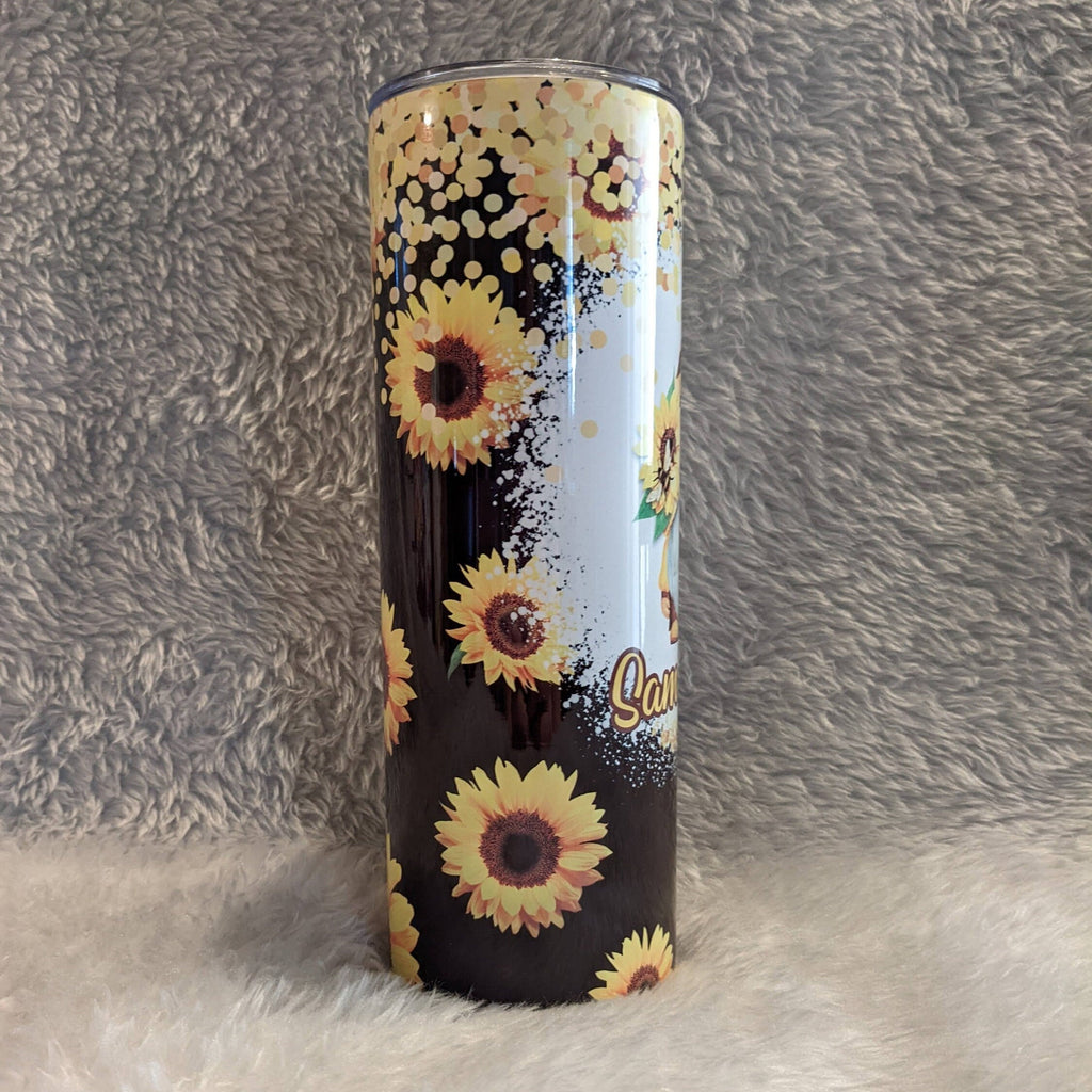 Sunflower Gnome  Tumbler 20oz With Reusable Straw, Can Be Personalized
