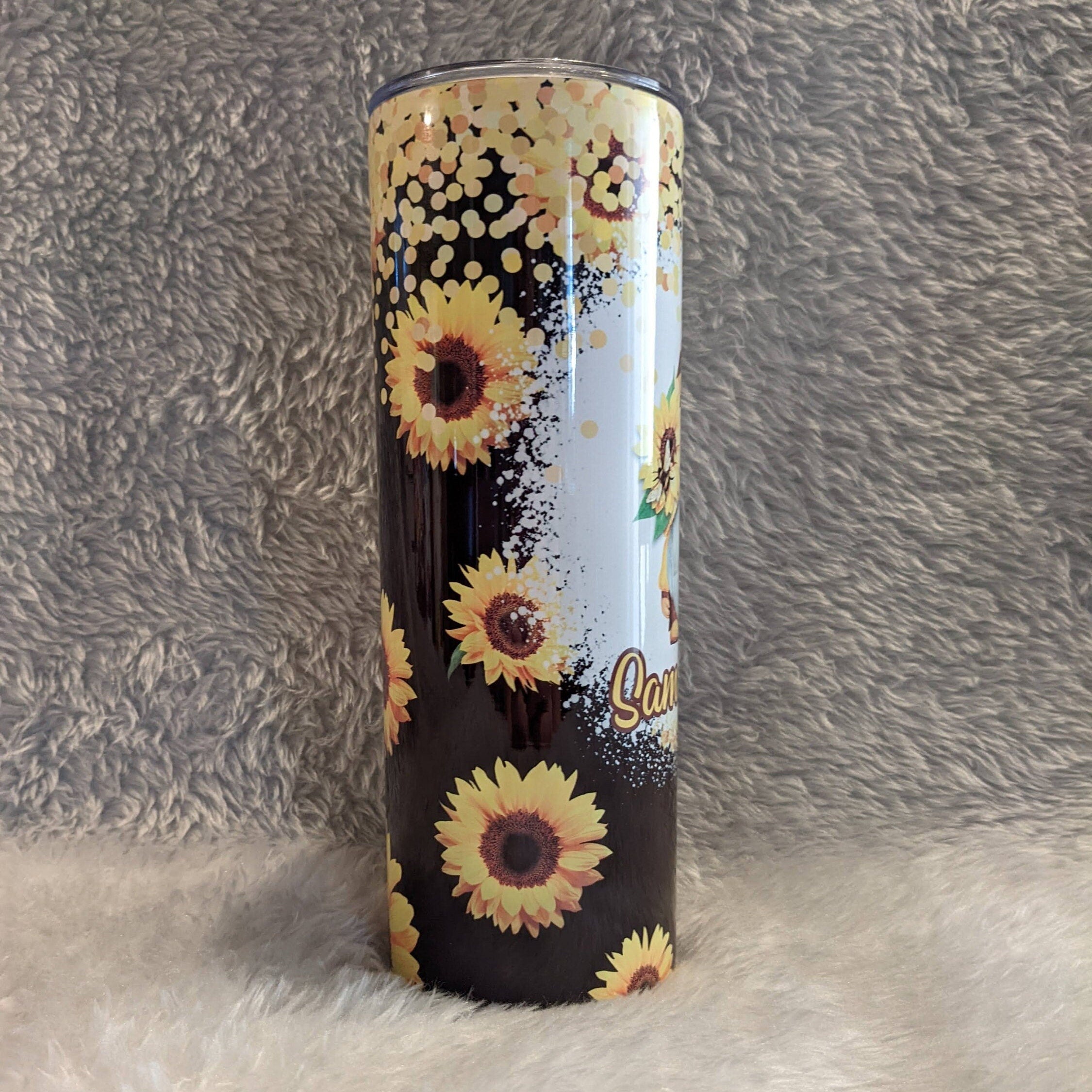 Sunflower Gnome  Tumbler 20oz With Reusable Straw, Can Be Personalized