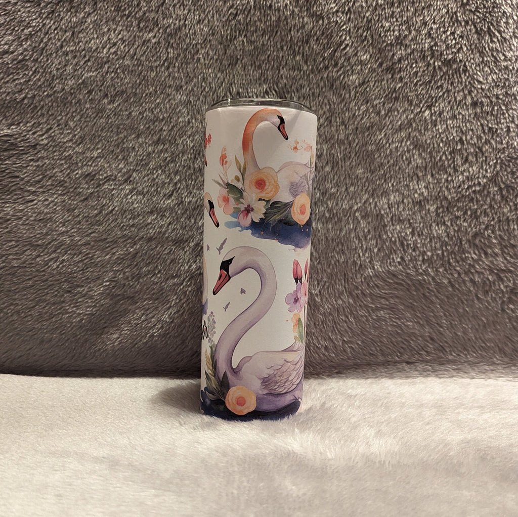Swan Tumbler With Beautiful Swans, Colorful Swan Tumbler, Personalized Tumbler