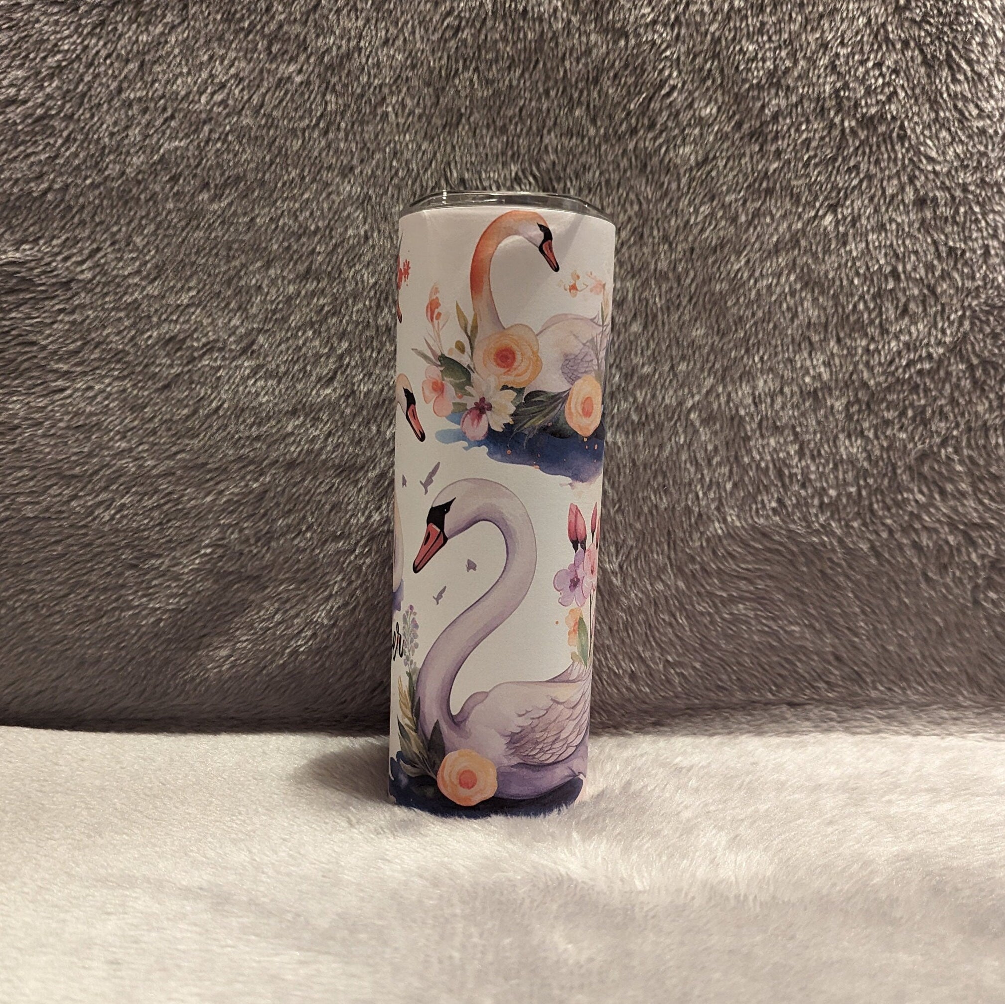 Swan Tumbler With Beautiful Swans, Colorful Swan Tumbler, Personalized Tumbler