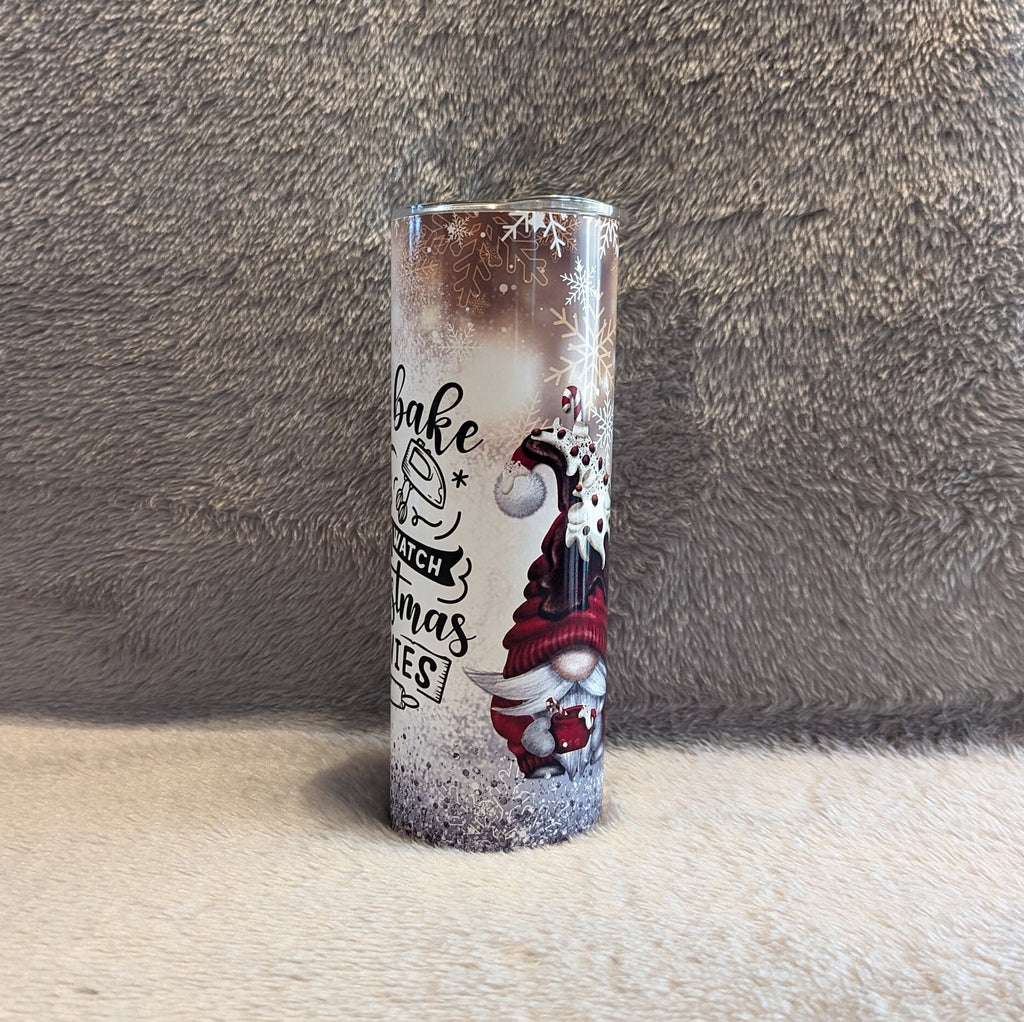 Let's Bake Stuff and Watch Christmas Movies Gnome Tumbler, Gnome Cup, Christmas Gnomes, Christmas Cup, 20oz Tumbler With Reusable Straw