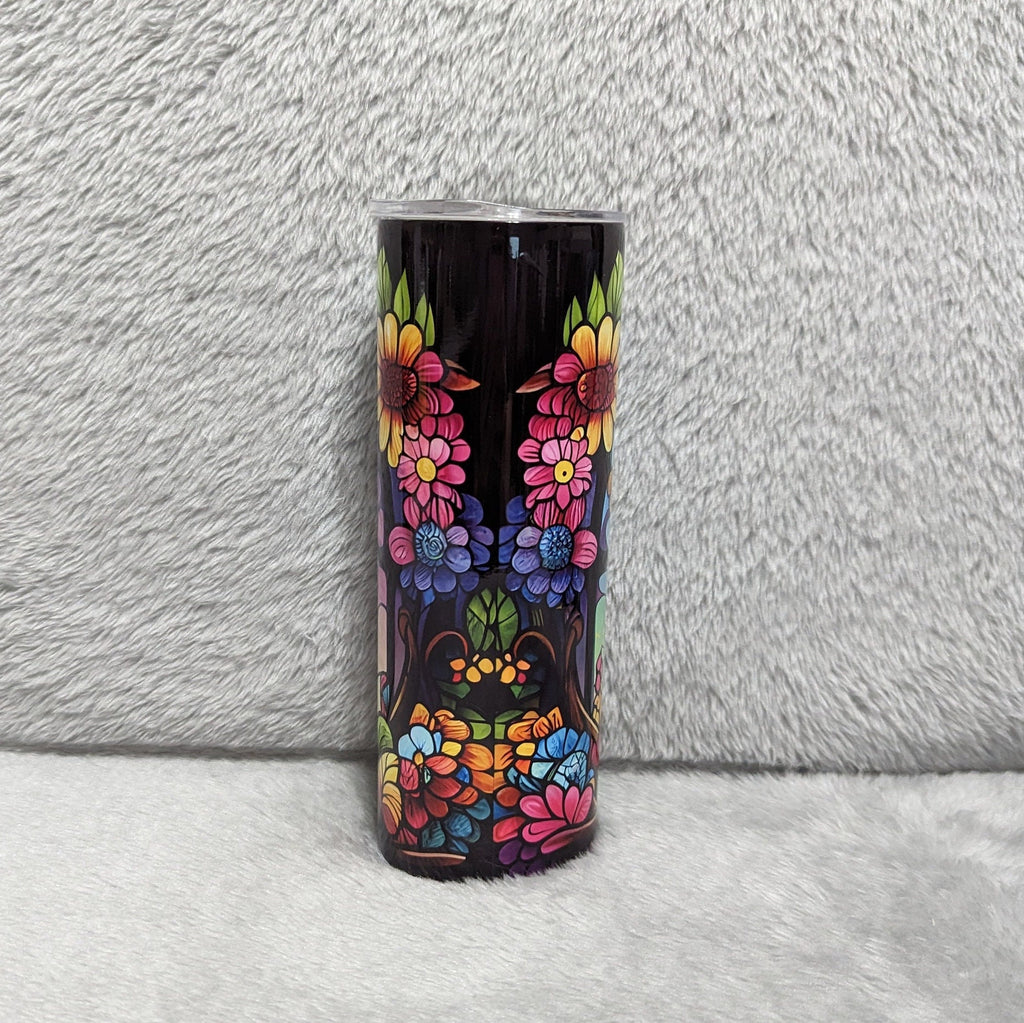Owl Tumbler With Stained Glass Design 20oz With Reusable Straw, Can Be Personalized