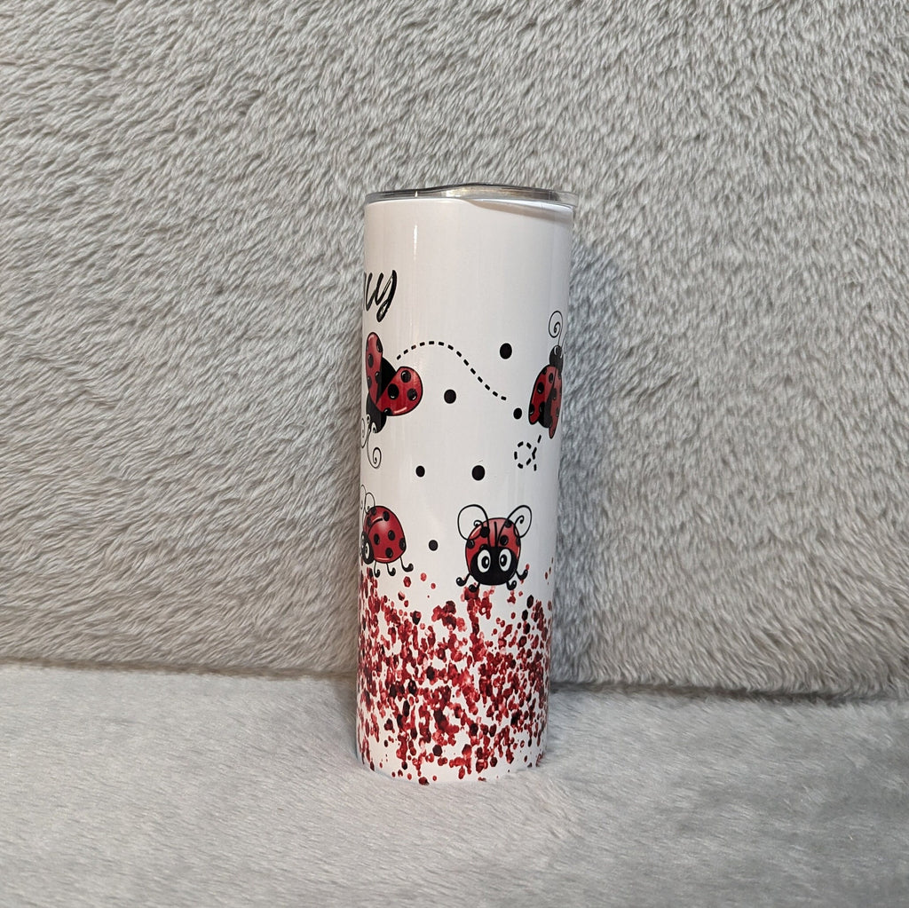 Ladybug Tumbler 20oz With Reusable Straw, Can Be Personalized
