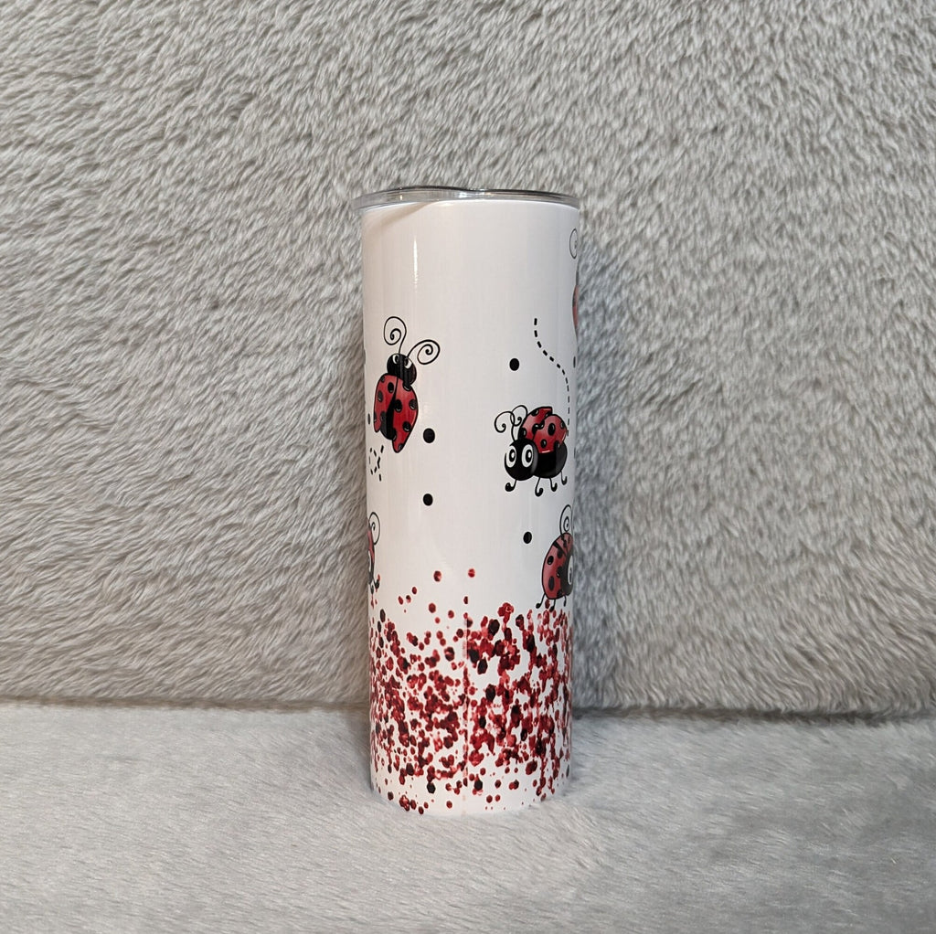 Ladybug Tumbler 20oz With Reusable Straw, Can Be Personalized