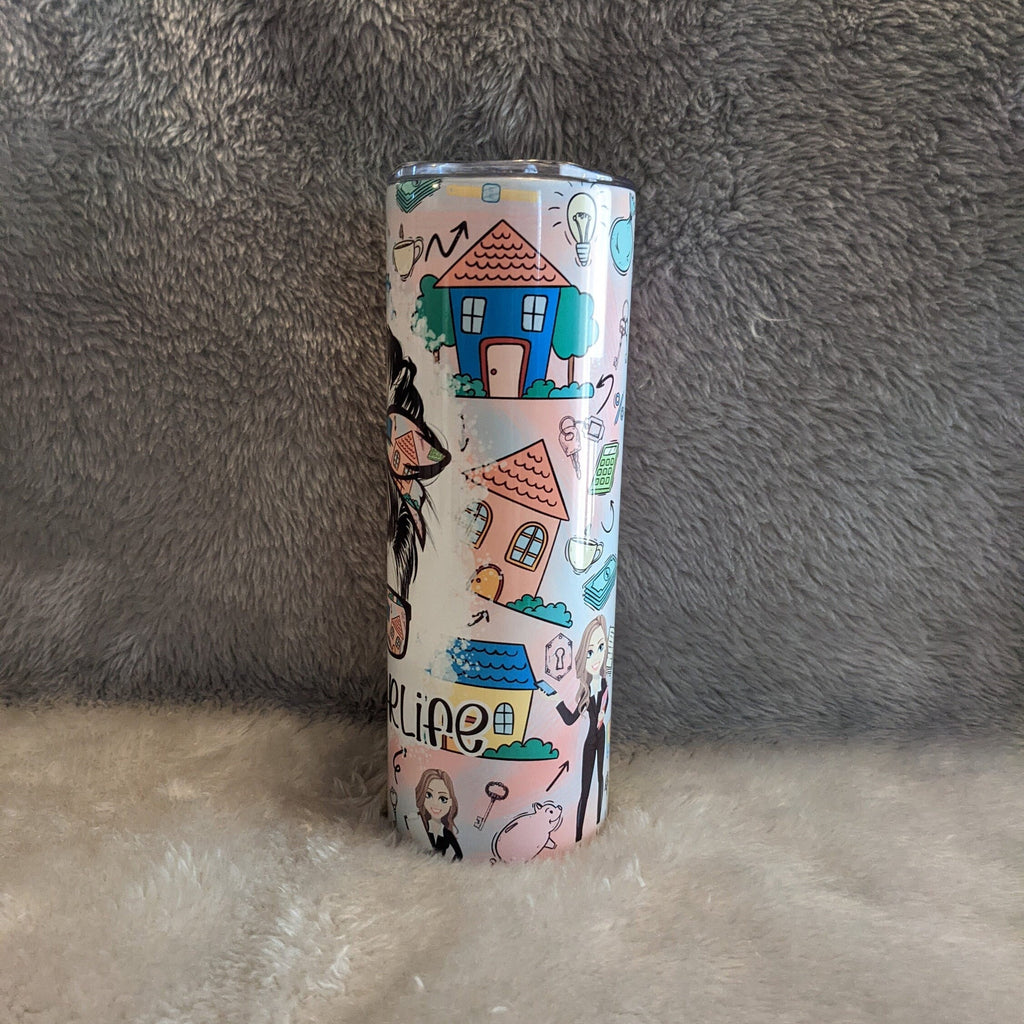 Realtor Life Tumbler 20oz With Reusable Straw, Can Be Personalized