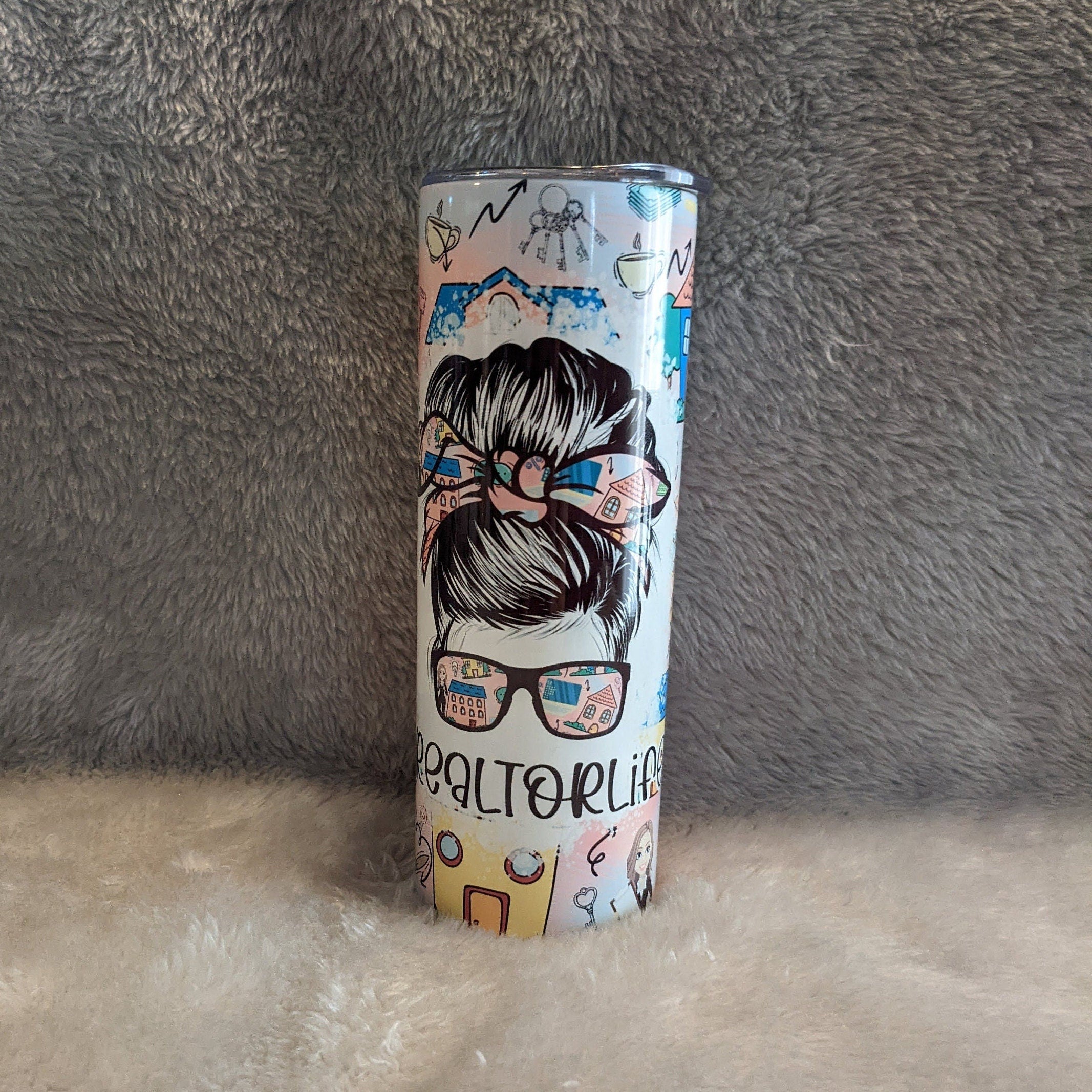 Realtor Life Tumbler 20oz With Reusable Straw, Can Be Personalized