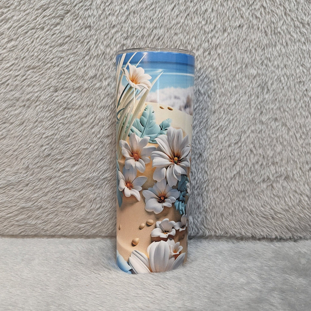 Beach Tumbler 20oz With Reusable Straw, Can Be Personalized