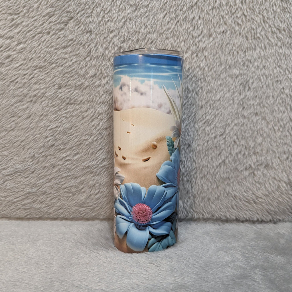 Beach Tumbler 20oz With Reusable Straw, Can Be Personalized