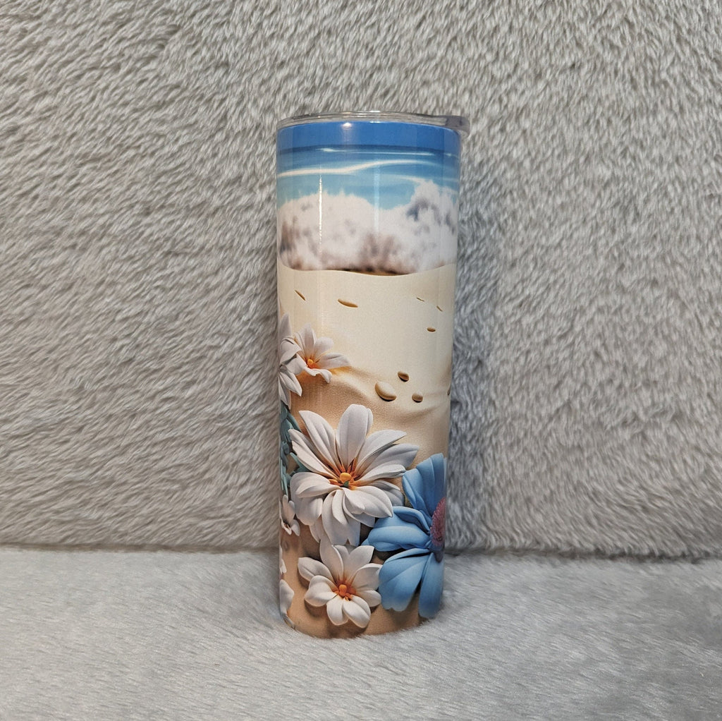 Beach Tumbler 20oz With Reusable Straw, Can Be Personalized