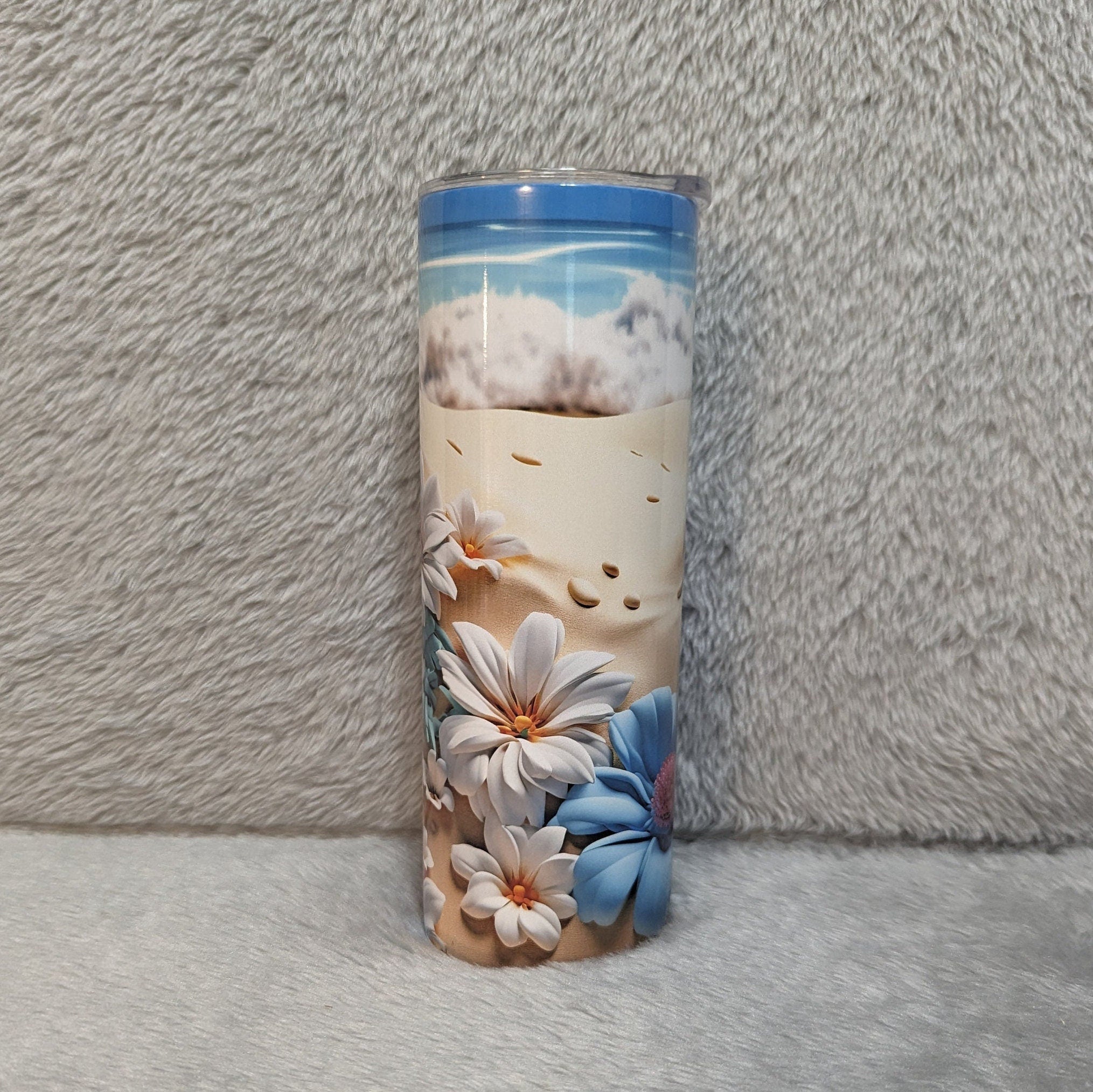 Beach Tumbler 20oz With Reusable Straw, Can Be Personalized