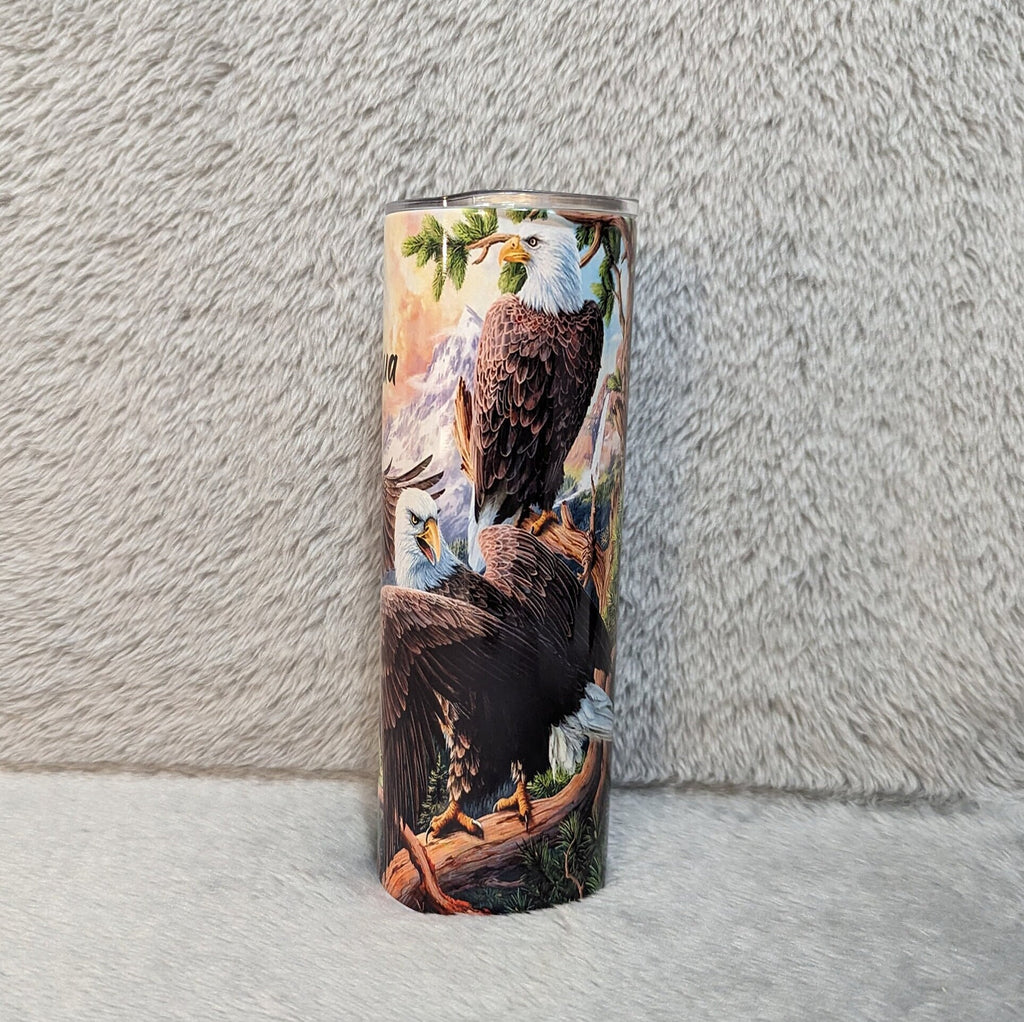 Beautiful Eagle Tumbler 20oz With Reusable Straw, Can Be Personalized
