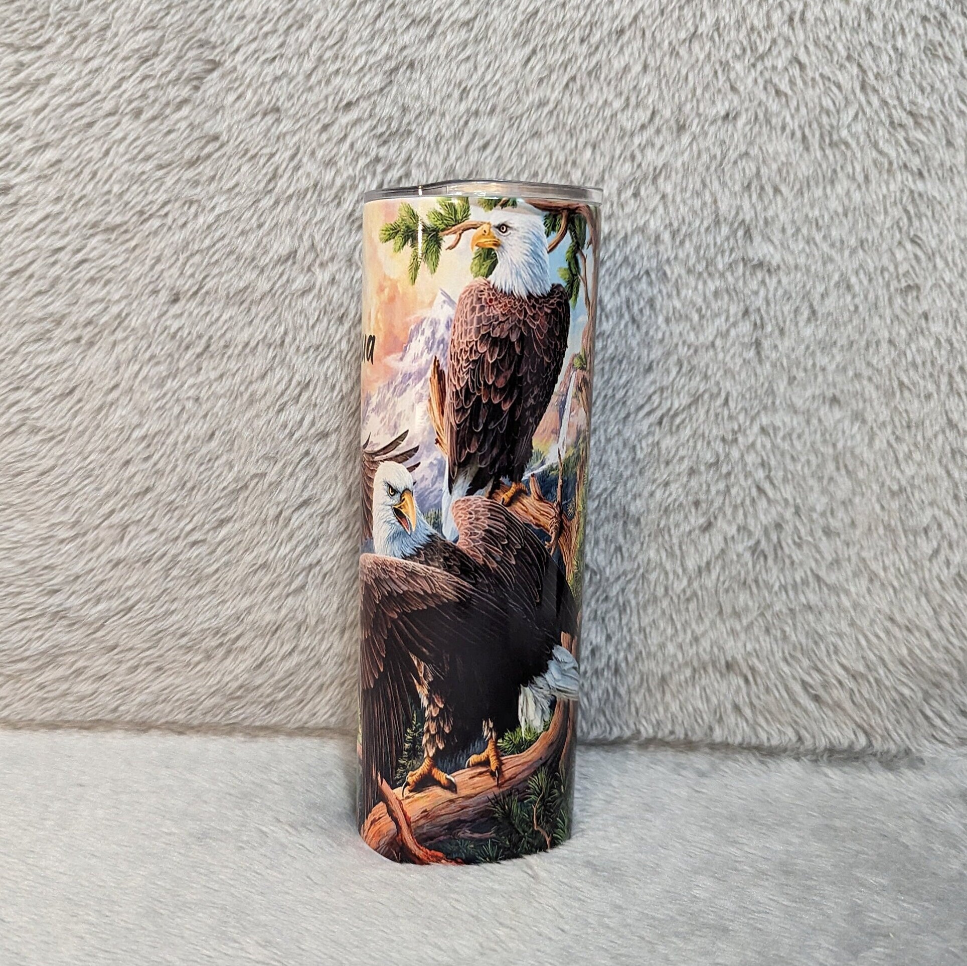 Beautiful Eagle Tumbler 20oz With Reusable Straw, Can Be Personalized
