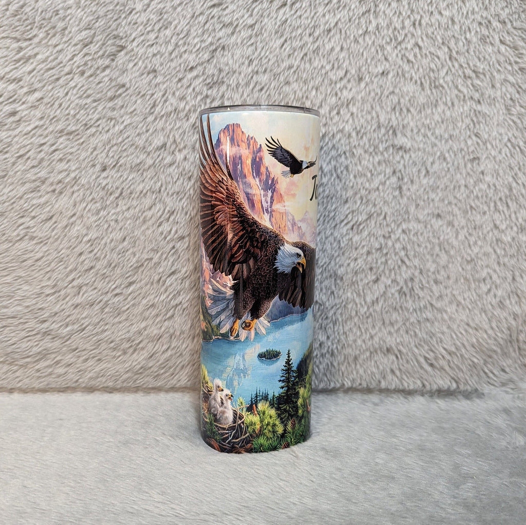 Beautiful Eagle Tumbler 20oz With Reusable Straw, Can Be Personalized