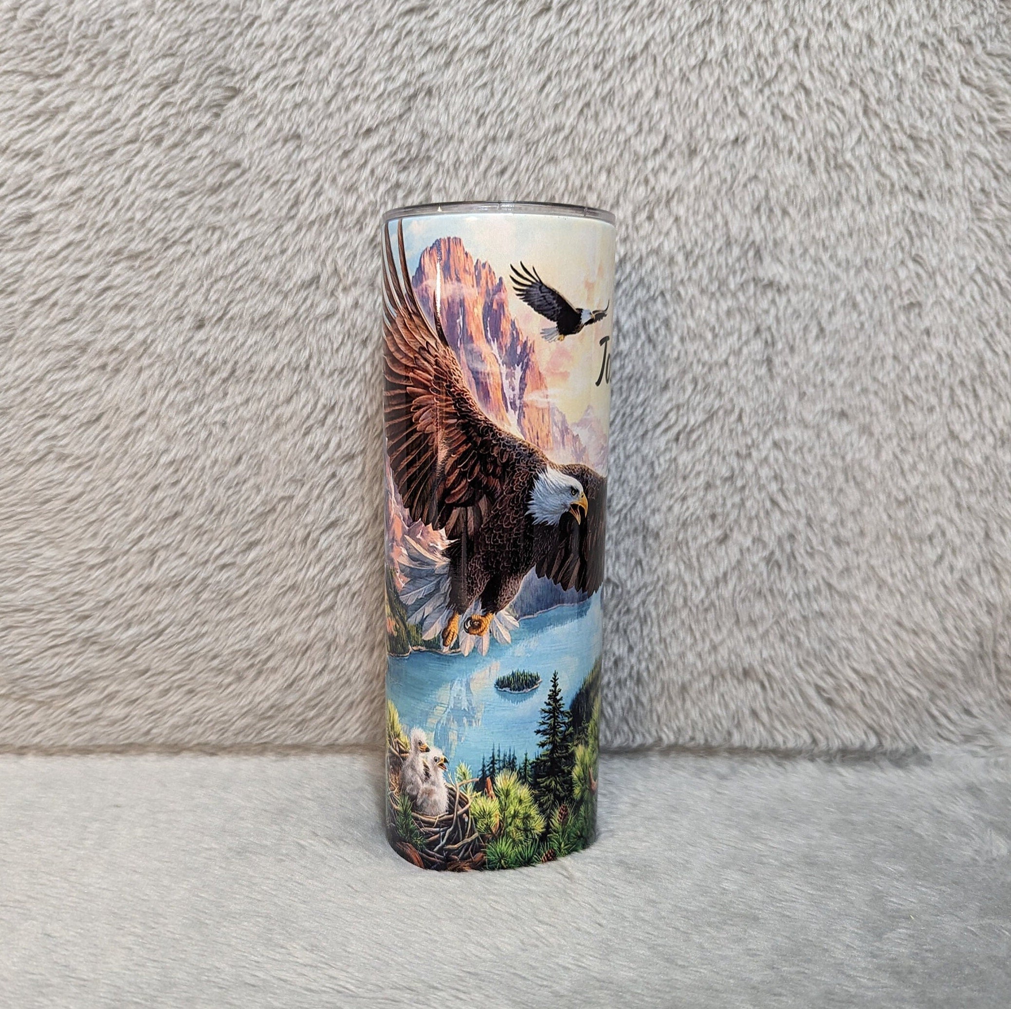 Beautiful Eagle Tumbler 20oz With Reusable Straw, Can Be Personalized