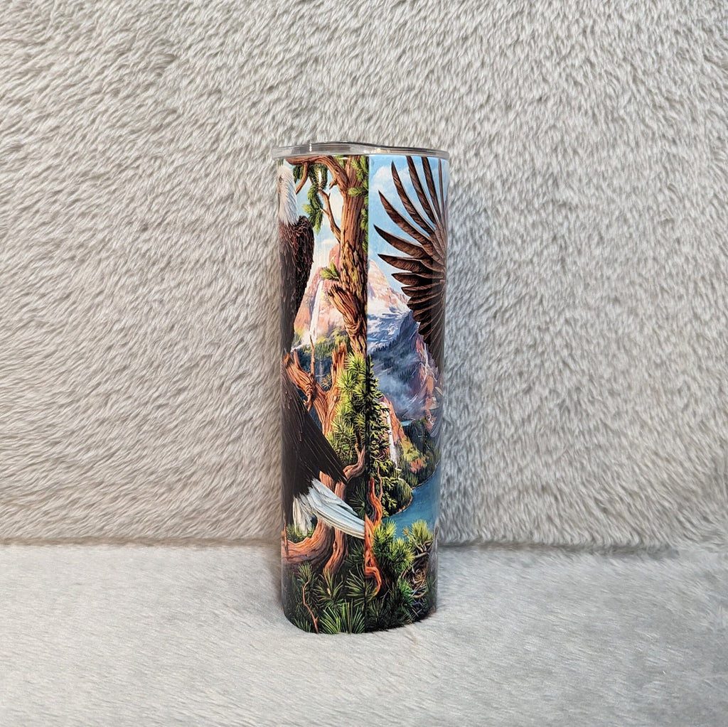 Beautiful Eagle Tumbler 20oz With Reusable Straw, Can Be Personalized